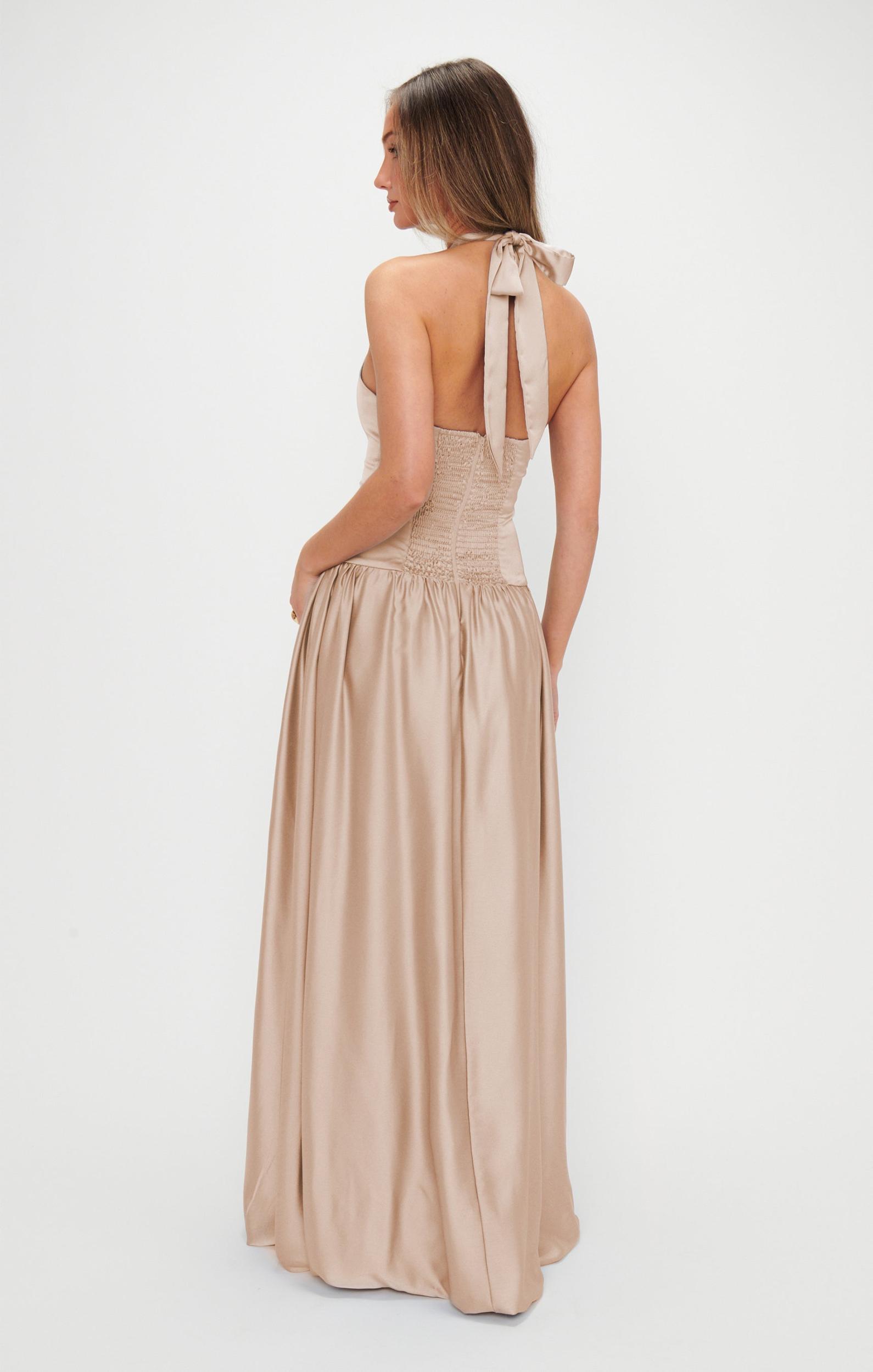 Eliza Maxi Dress ~ Champagne Luxe Satin Product Image