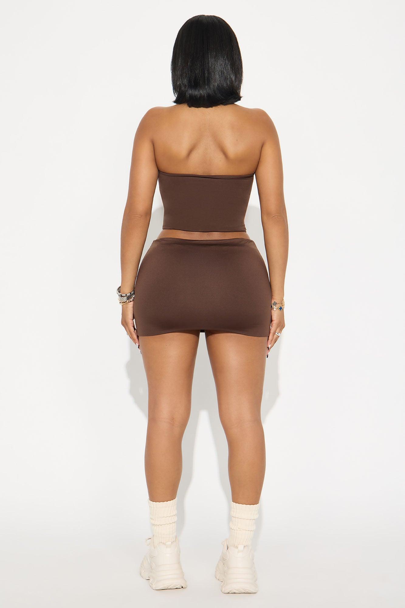 Contour Double Lined Tube Top - Chocolate Female Product Image