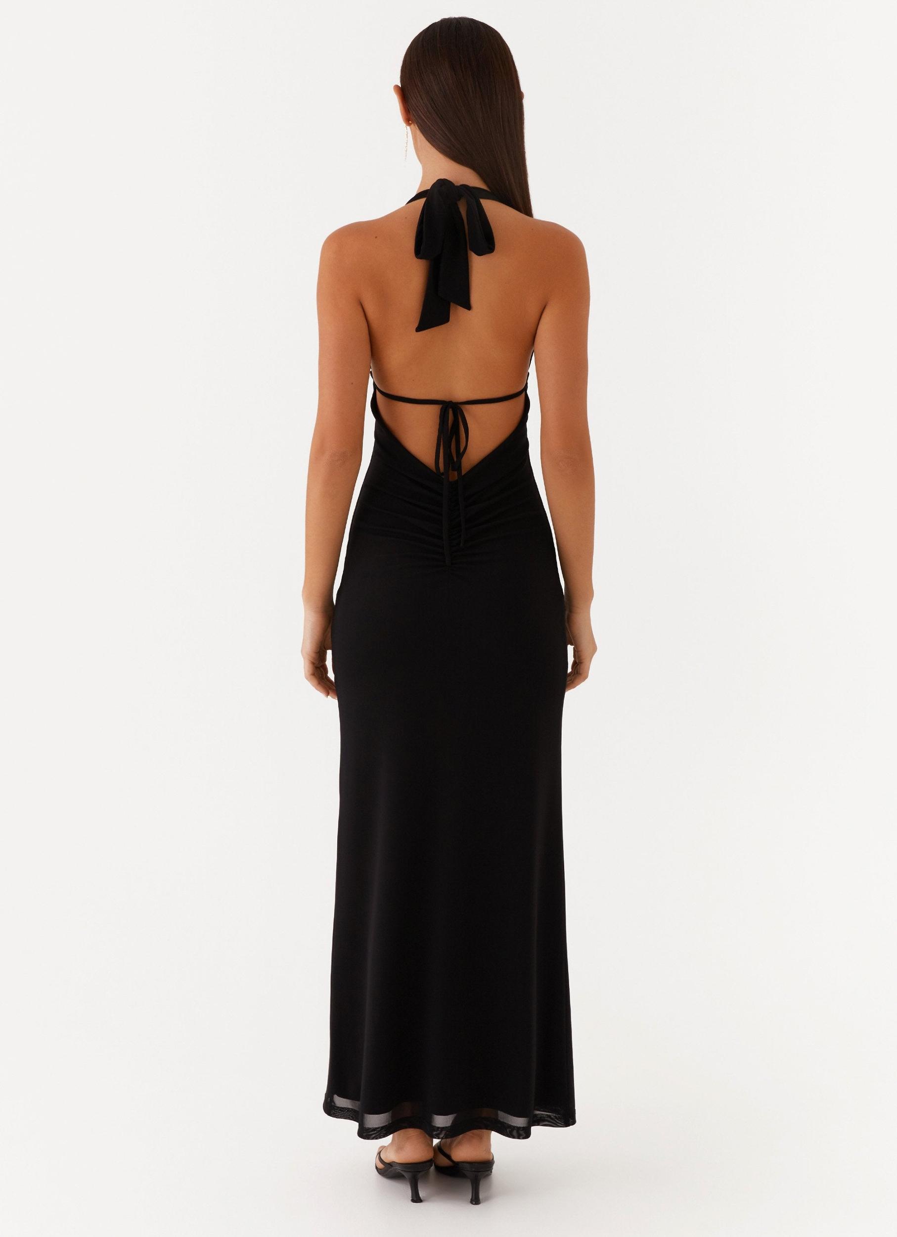 Polina Beaded Halterneck Maxi Dress - Black Product Image
