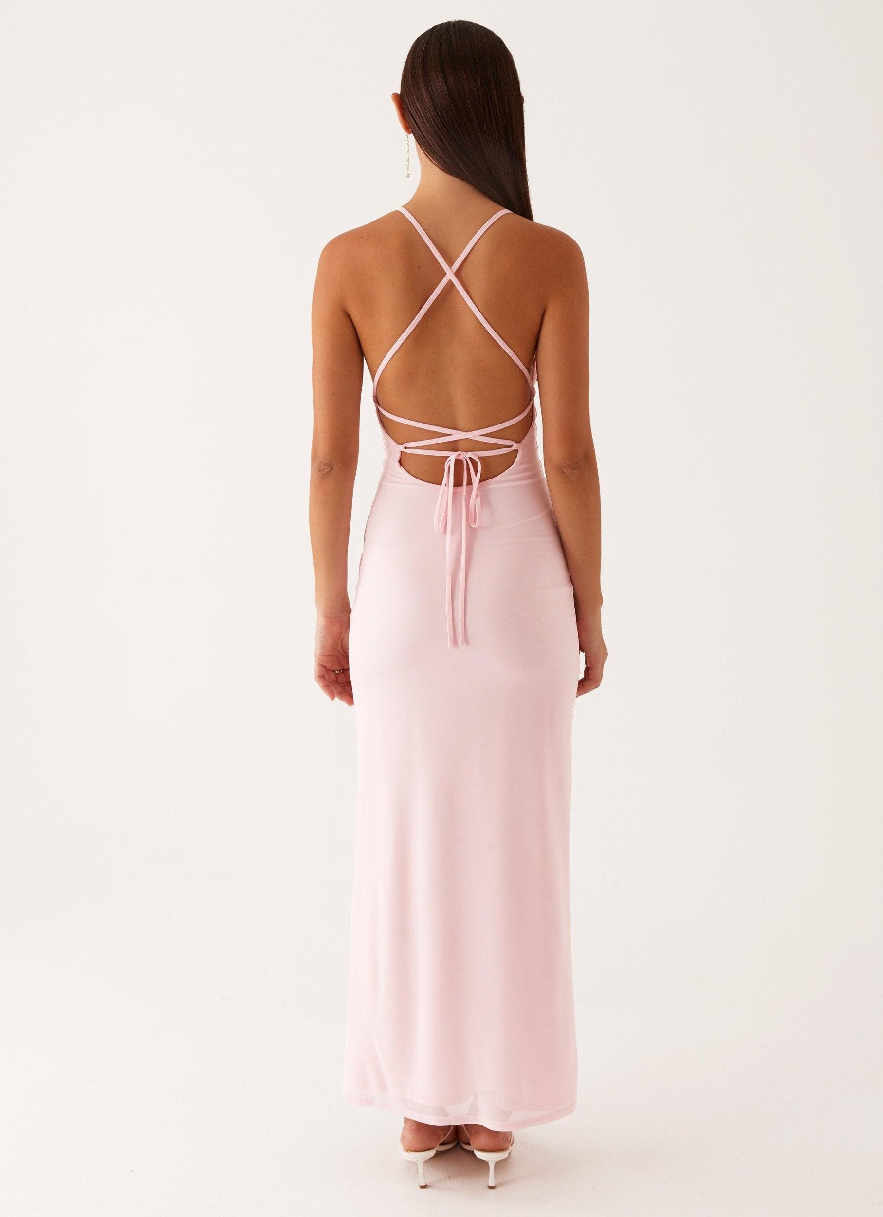 Beki Beaded Mesh Maxi Dress - Pink Product Image