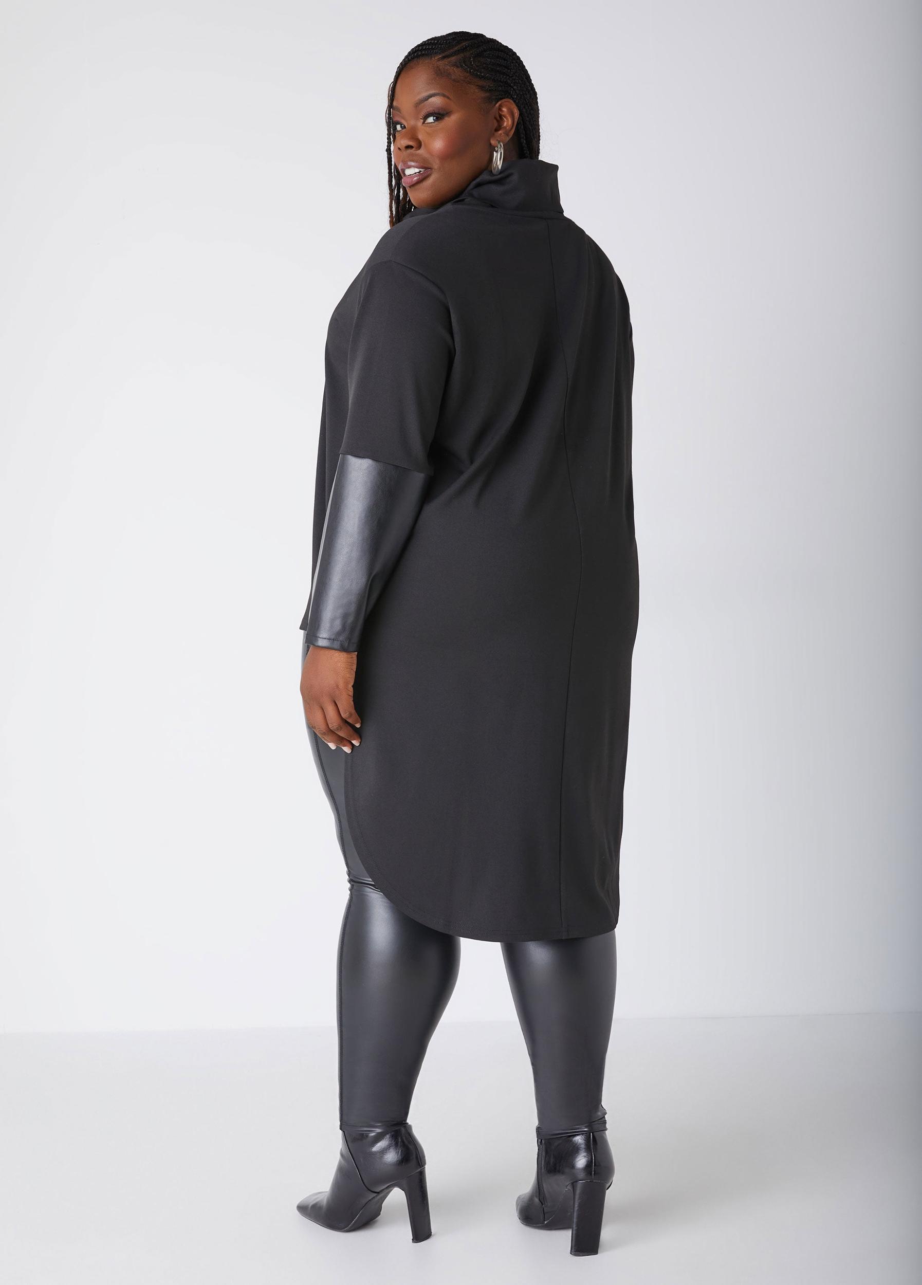 Faux Leather Paneled Hi Low Tunic Product Image