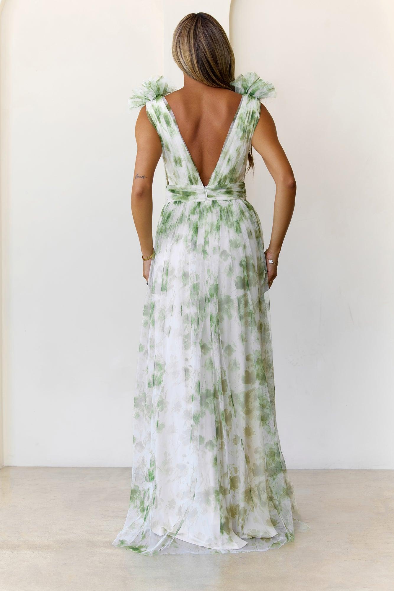 Hazy Horizons Maxi Dress Green Product Image