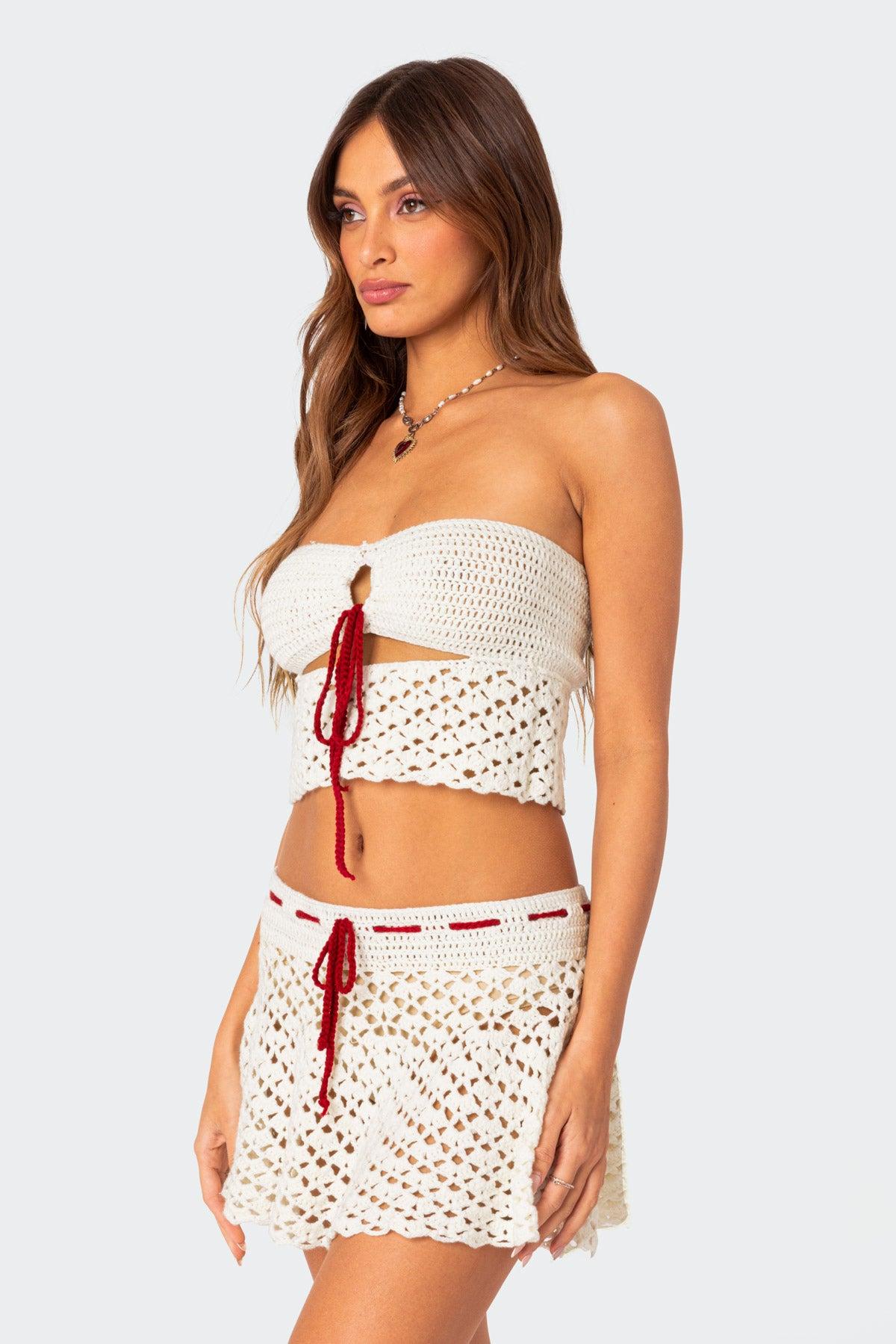 Jaslene Strapless Crochet Top Product Image