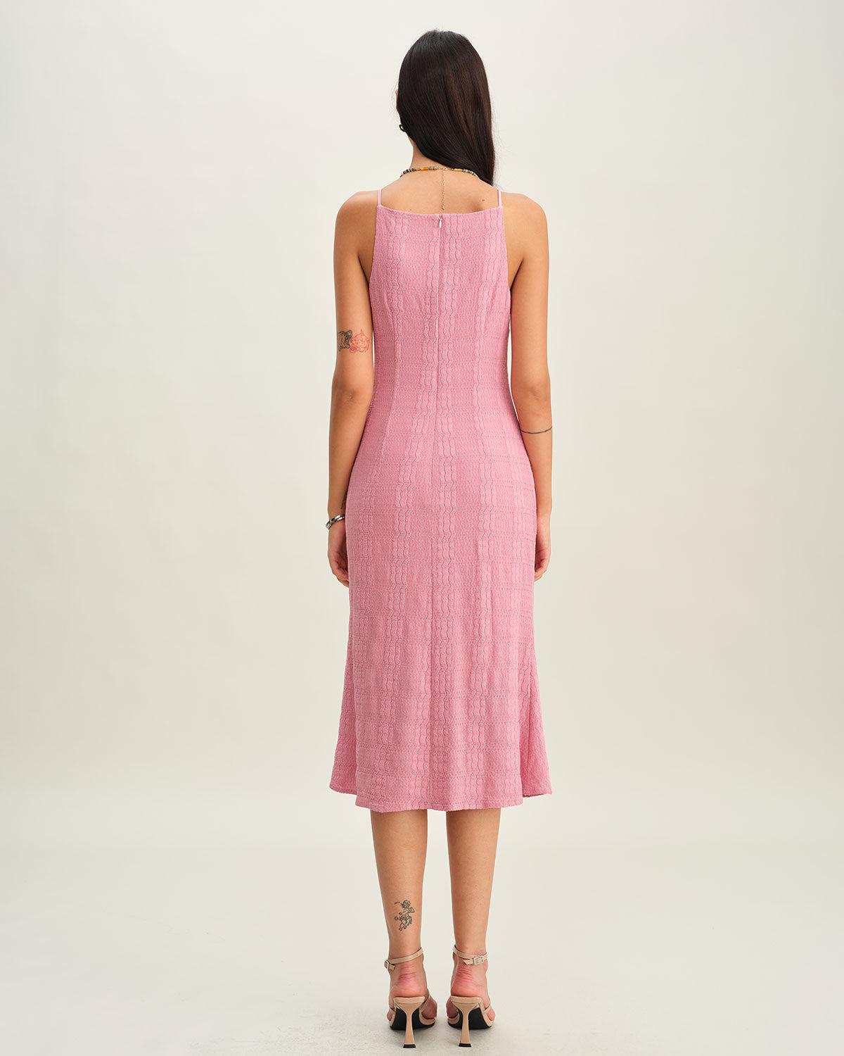 Pink Mermaid Slip Midi Dress Product Image
