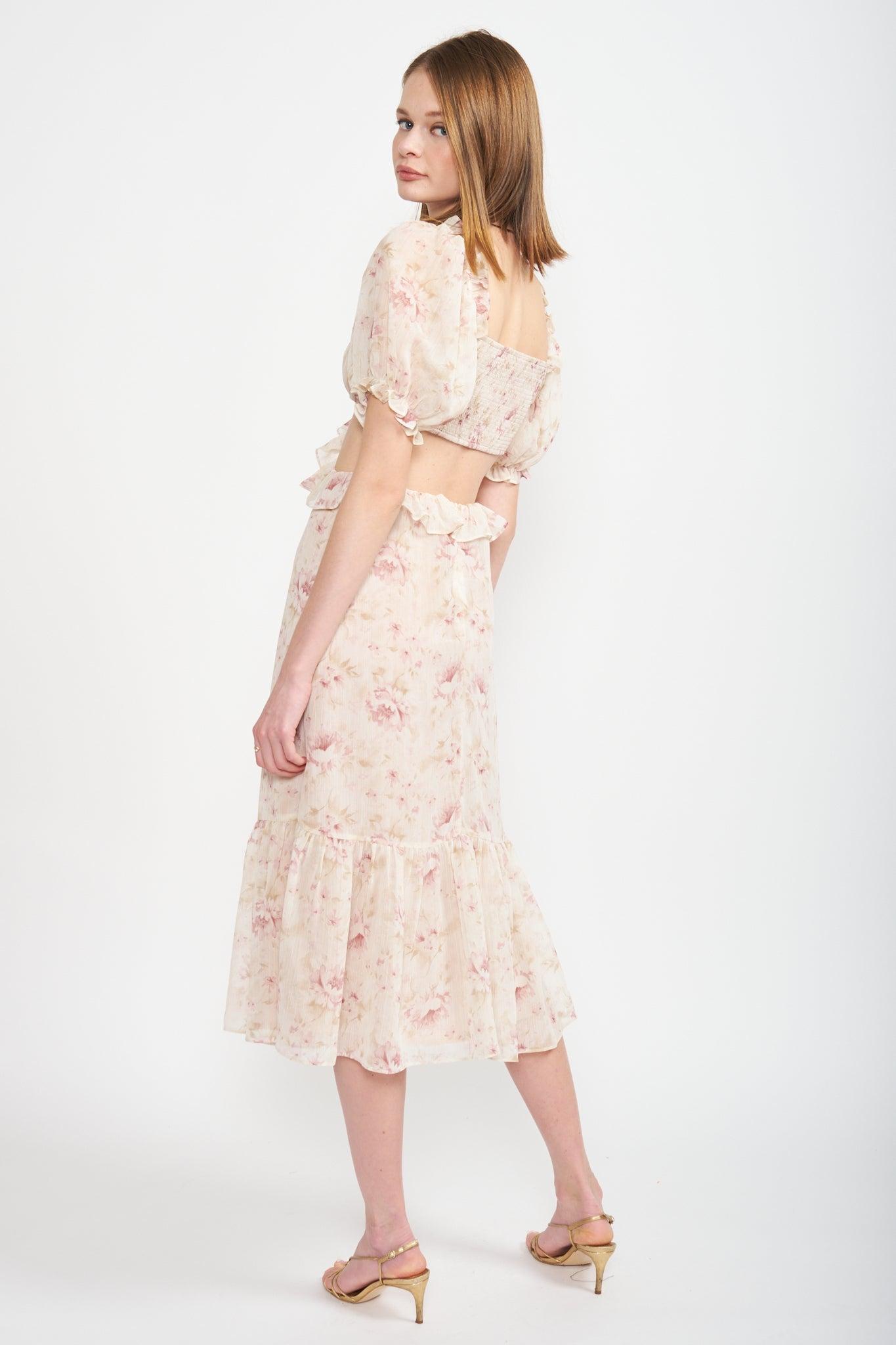 En Saison Kika Floral Cut Out Midi Dress FINAL SALE Product Image