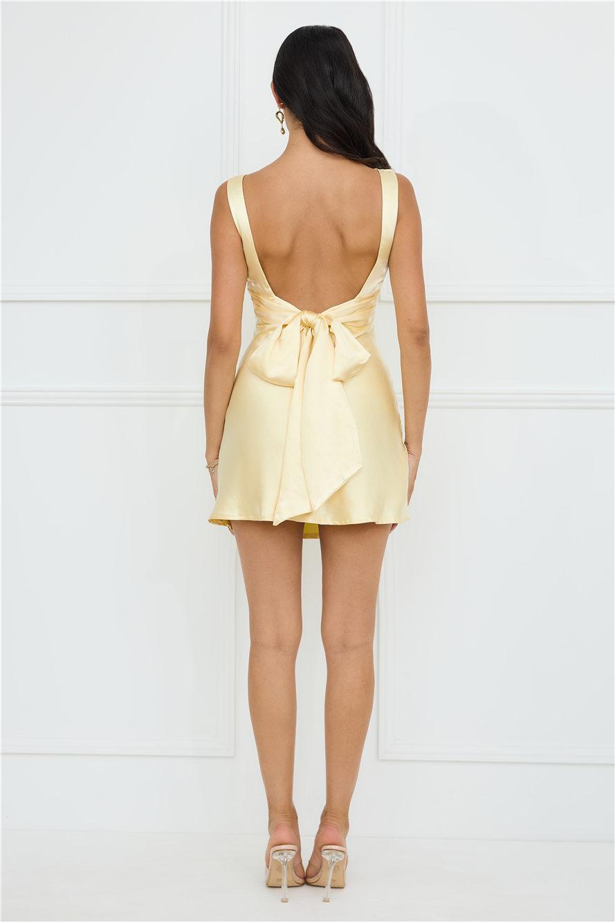 Lily Luxe Satin Mini Dress Yellow Product Image