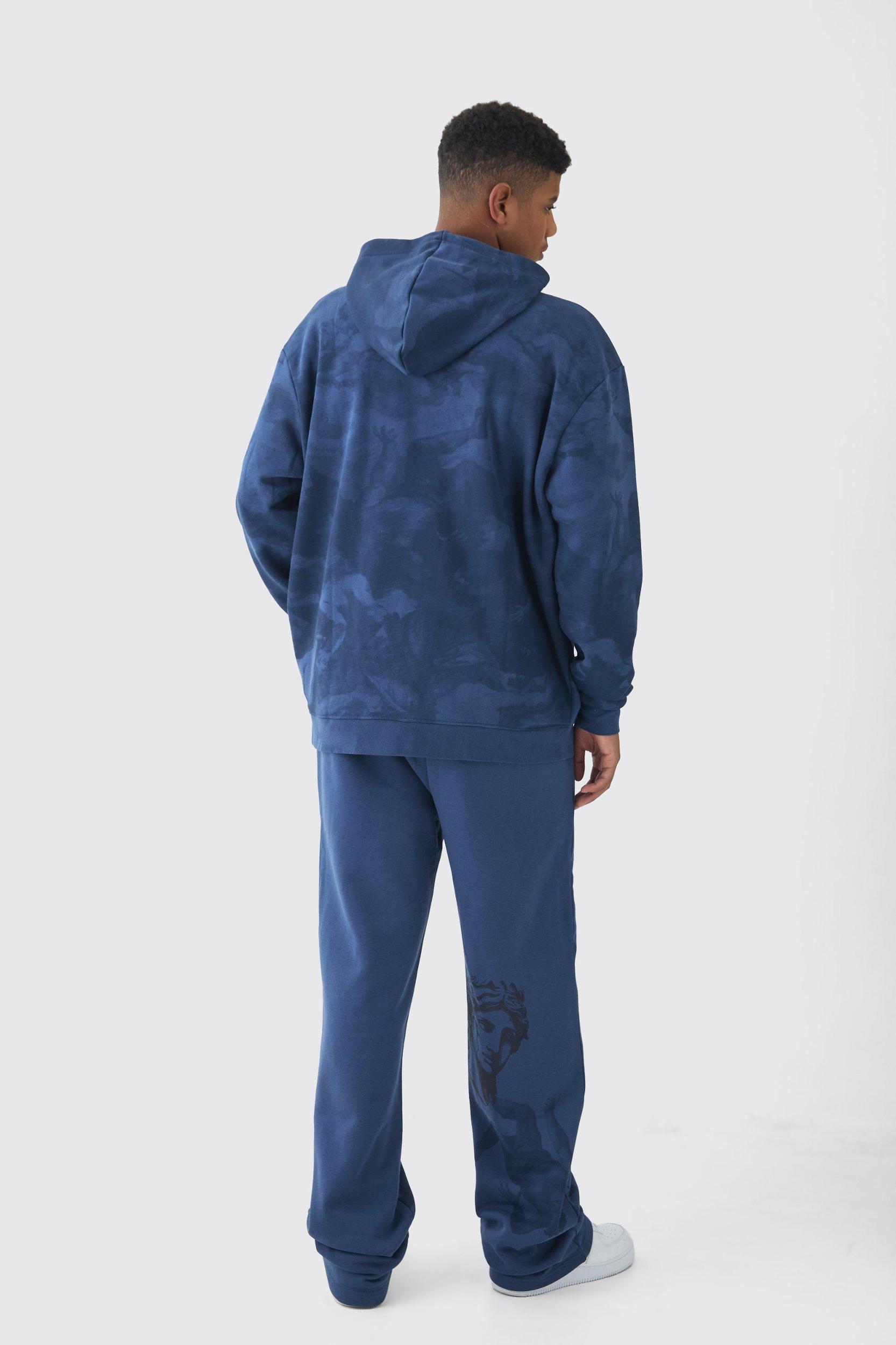 Tall Oversized Zip Thru Renaissance Print Hoodie | boohooMAN USA Product Image