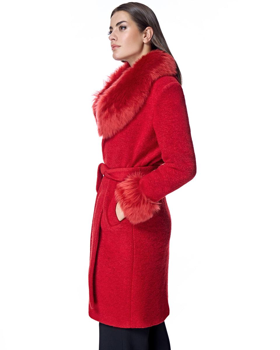 Julia & Stella by Maximilian Wool Coat With Toscana Lamb Trim-Maximilian Product Image
