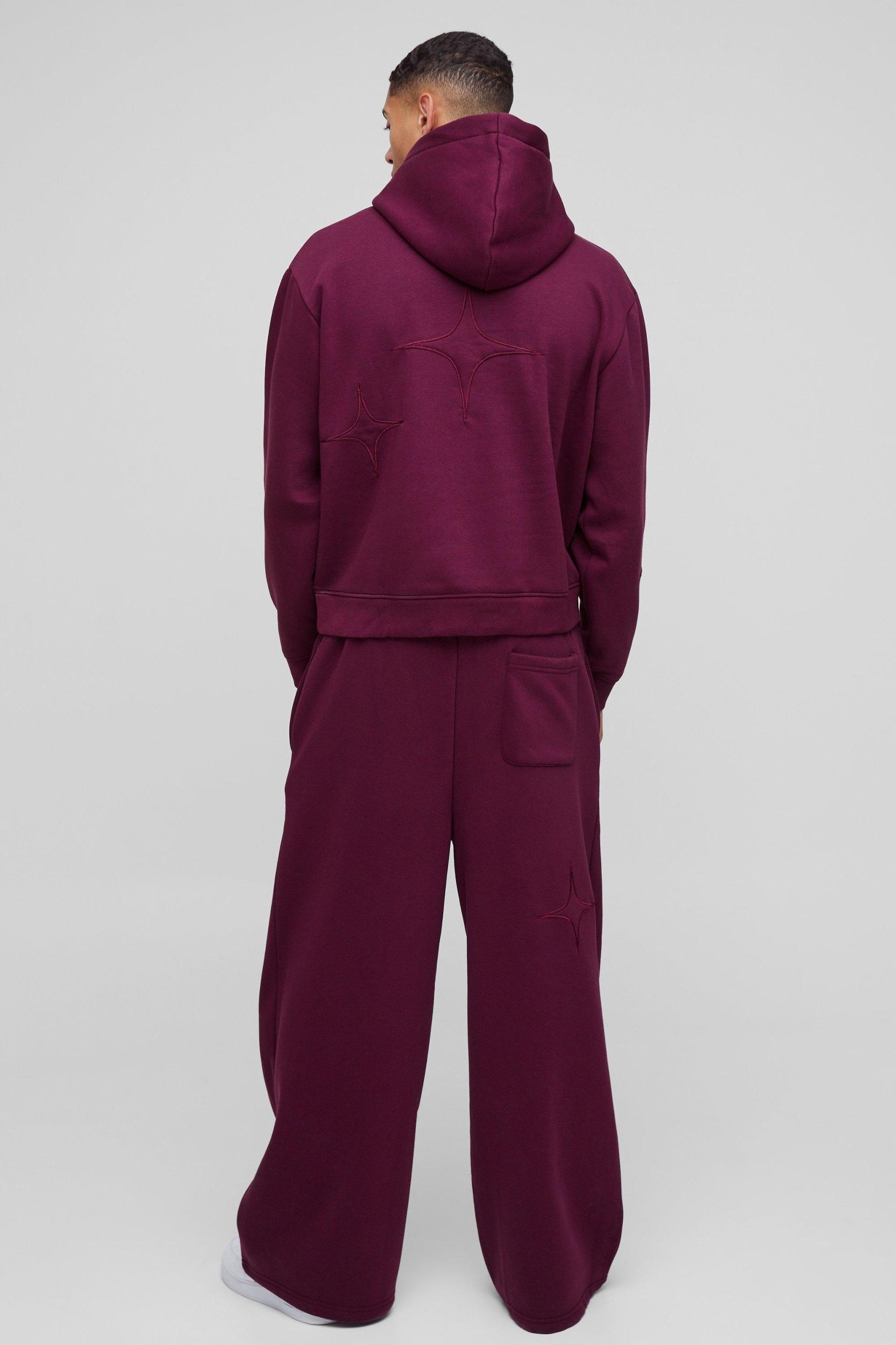 Extreme Wide Leg Star Applique Split Hem Sweatpants | boohooMAN USA Product Image