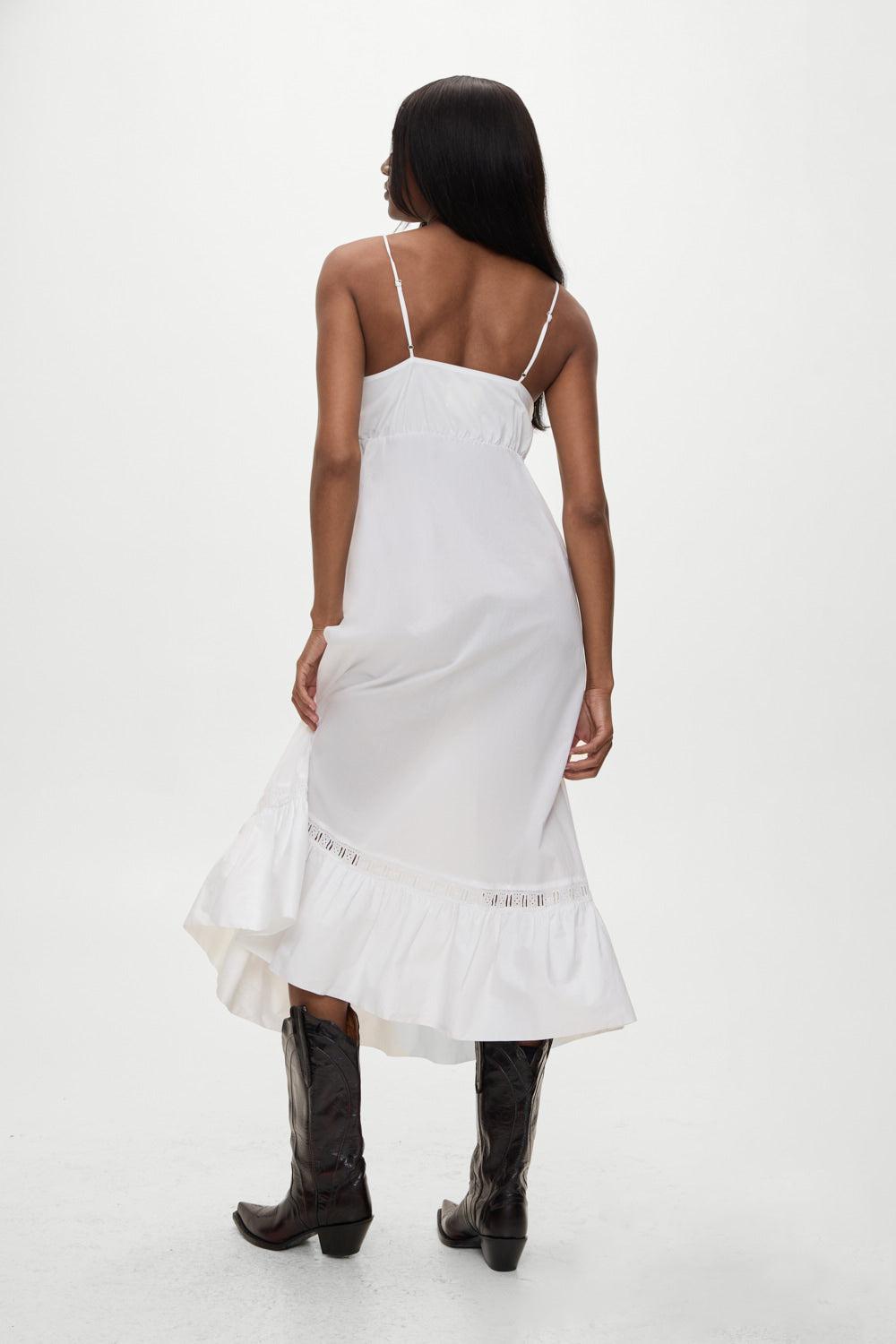 Airy Poplin Midi Dress  - White Product Image