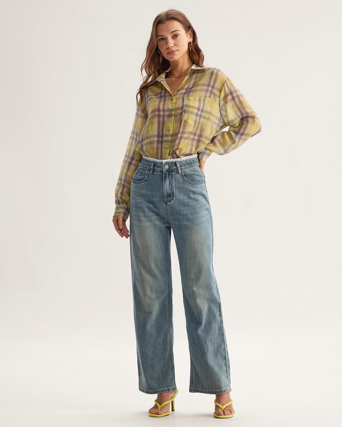 Yellow Plaid Lyocell Shirt Product Image