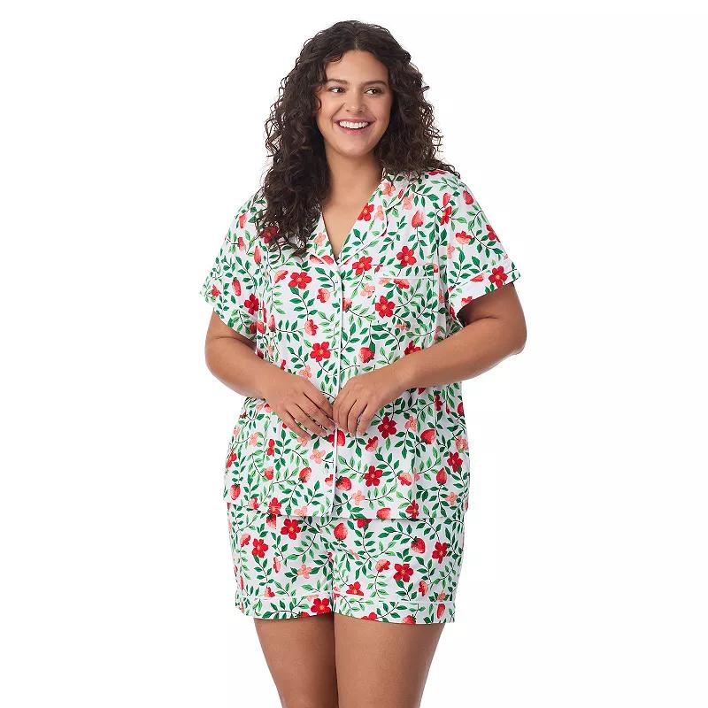 Plus Size Draper James 2-Piece Short Sleeve Notch Pajama Top & Pajama Shorts Set, Women's, Size: 1XL, Lt Blue Field Flower Product Image
