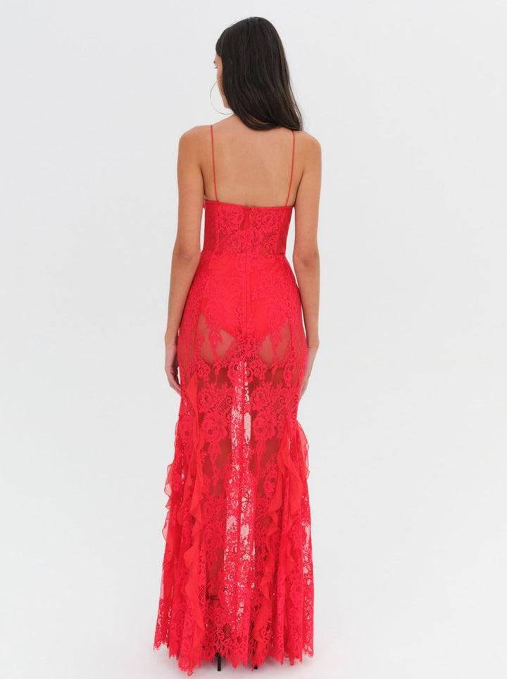 Shirley Lace Maxi Dress — Red Product Image