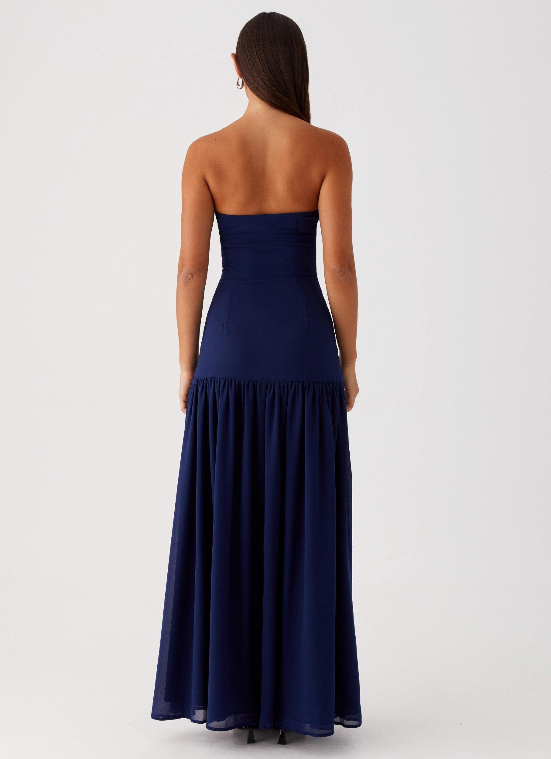 Eden Strapless Maxi Dress - Navy Product Image