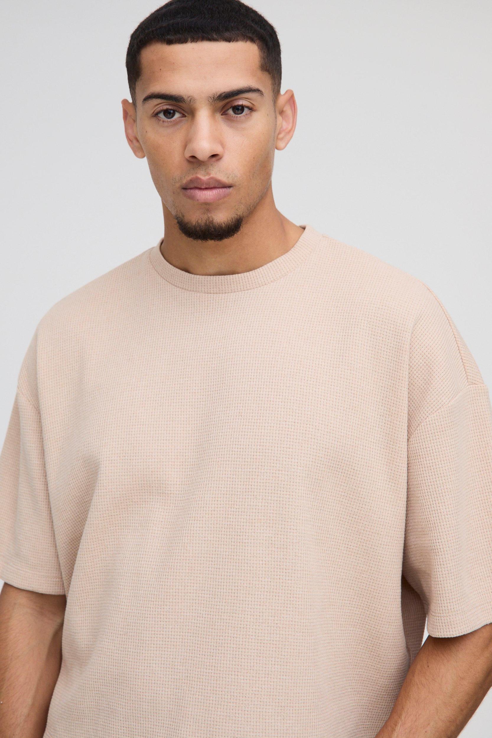 Oversized Boxy Waffle Jersey T-Shirt | boohooMAN USA Product Image