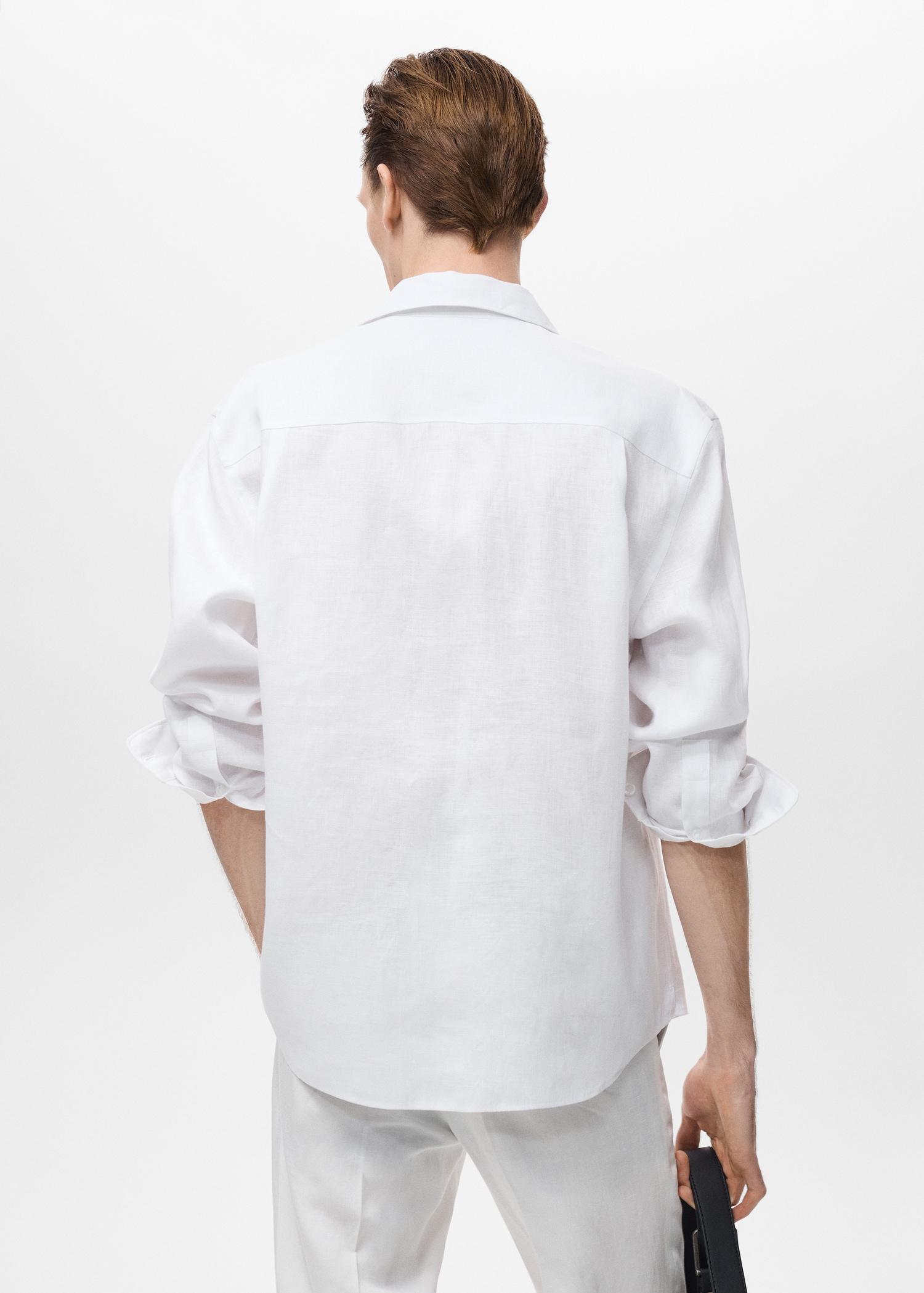 100% linen shirt with pocket - Men | MANGO USA Product Image