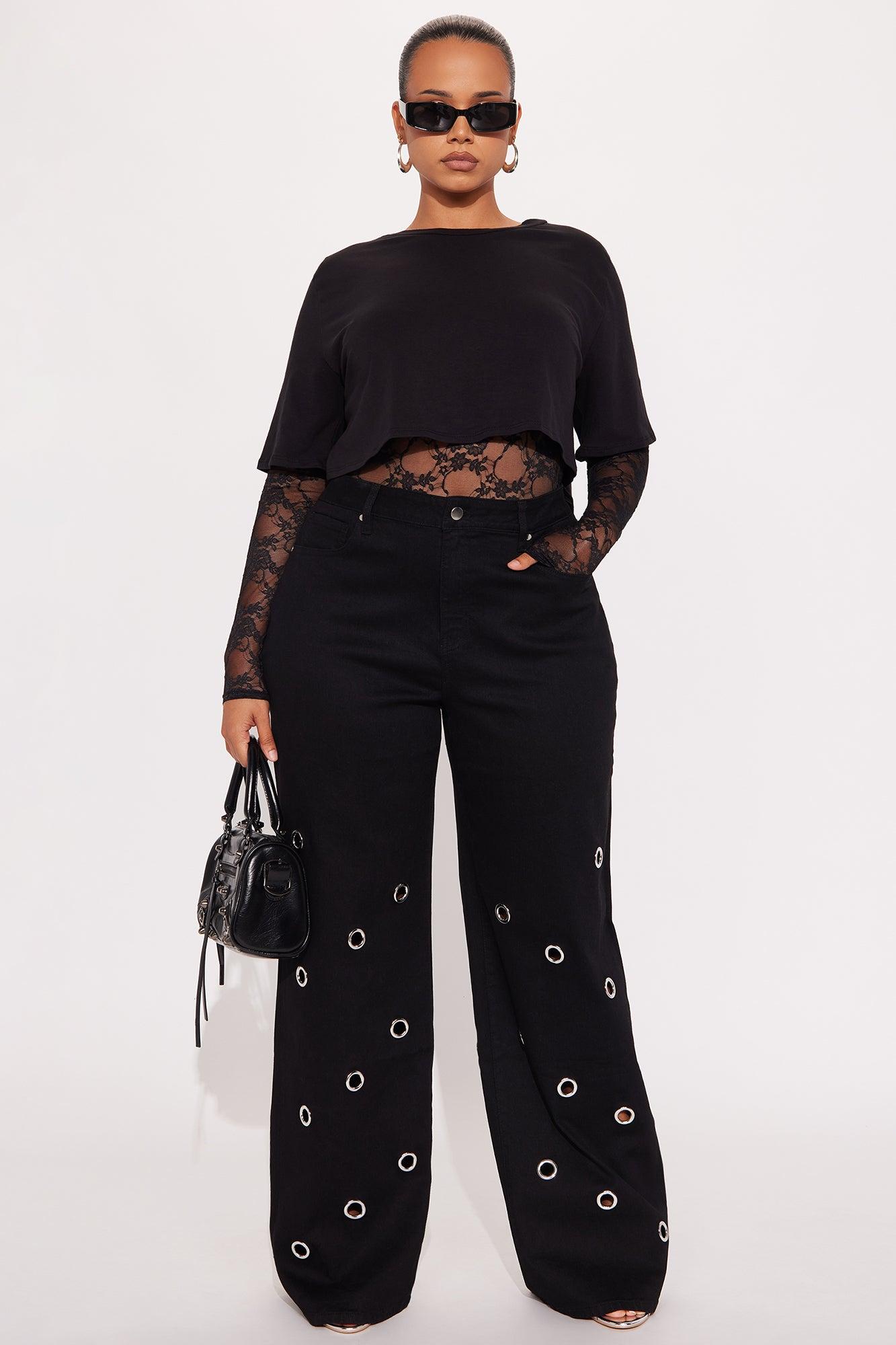Unmatched Long Sleeve Lace Bodysuit - Black Female Product Image