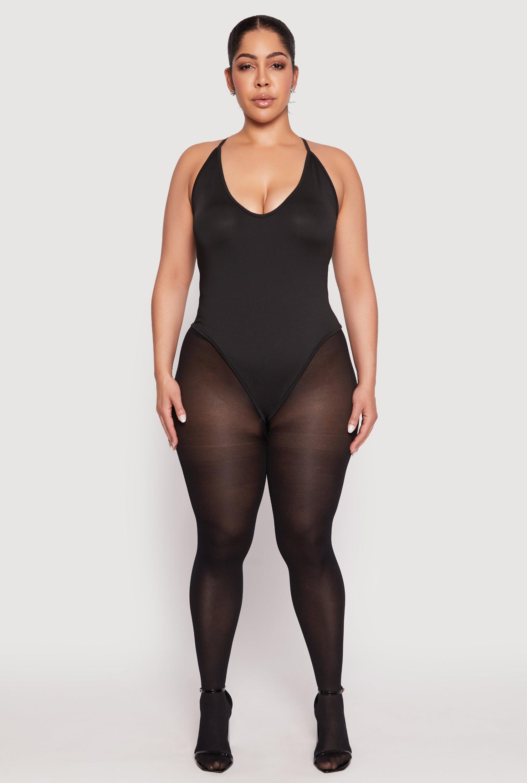 Womens Plus Size Daisy Plunge Bodysuit Product Image