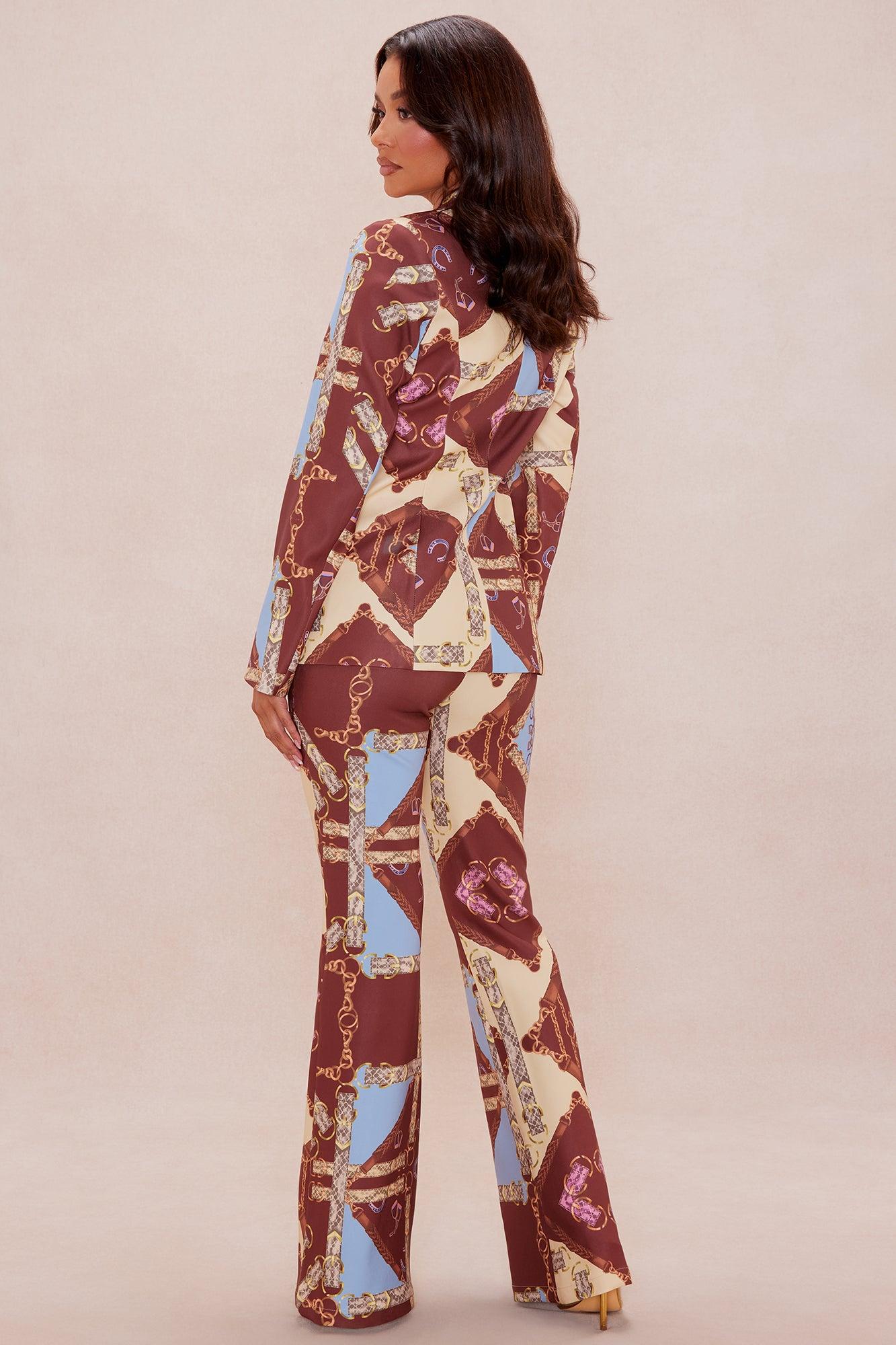 Paula Blazer Pant Suit Set - Brown/combo Female Product Image