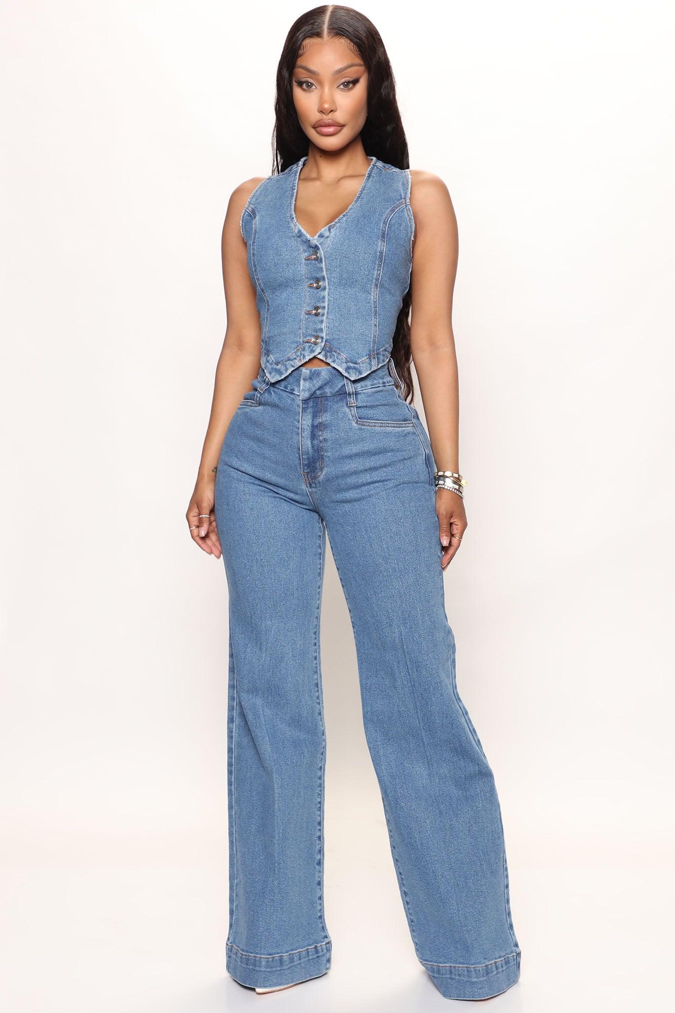 Western Showdown Trouser Flare Jeans - Medium Wash Product Image