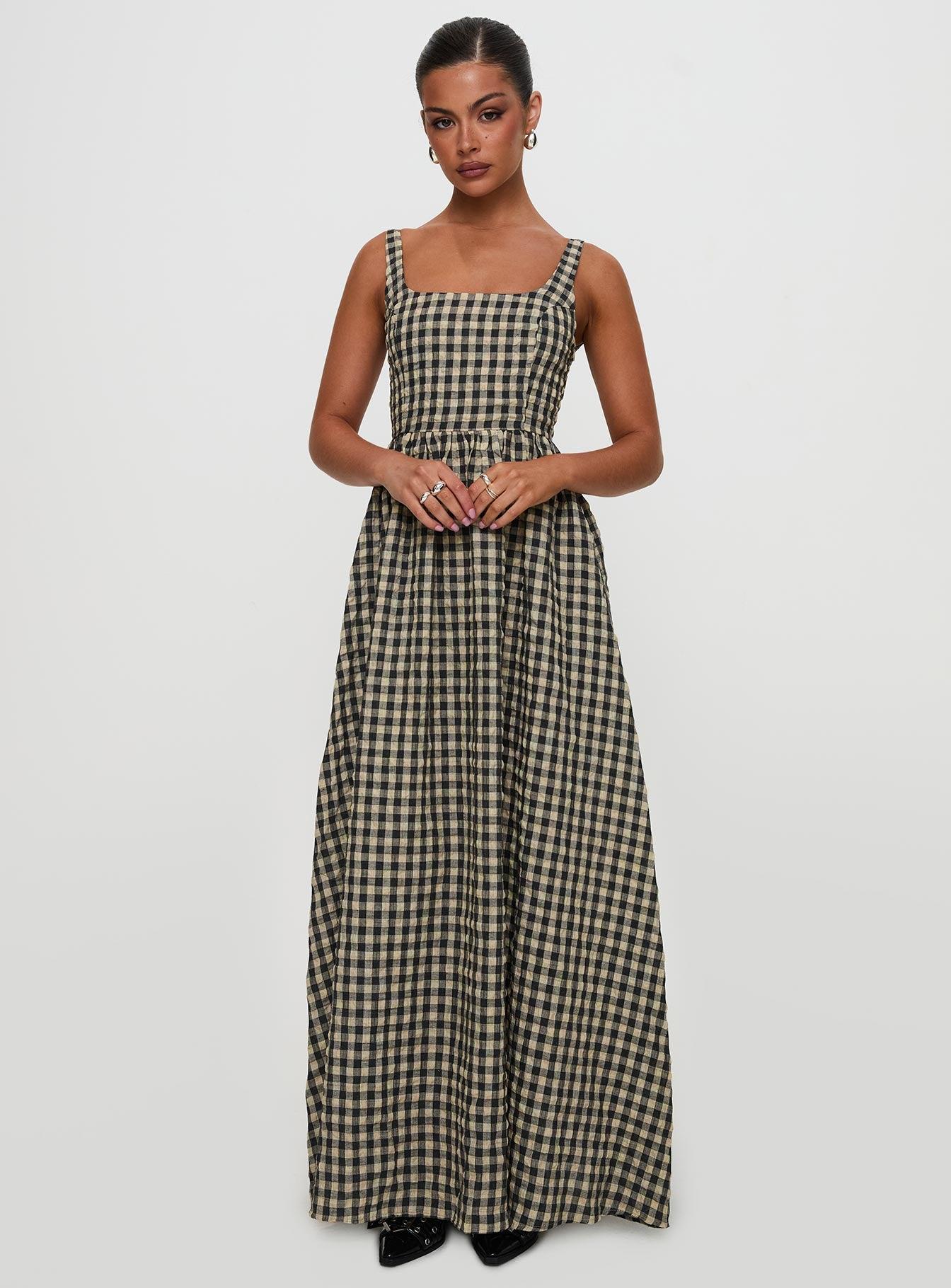 Cartmel Check Maxi Dress Black / Cream Product Image