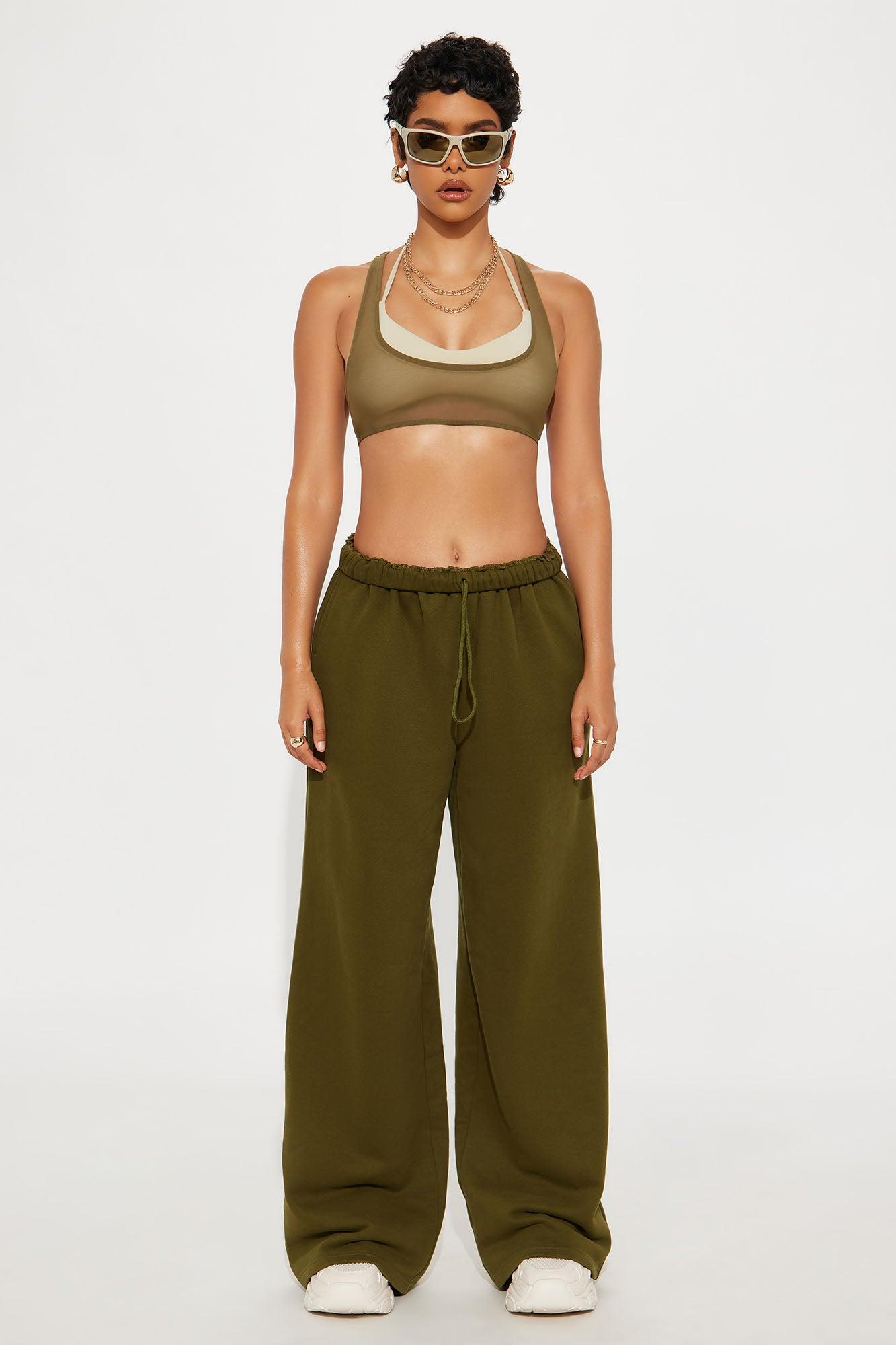Power Mesh Racerback Bra Top - Military Green Female Product Image