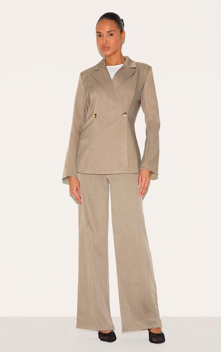  Mocha Brown Premium Tailored Woven Wide Leg Pants Product Image