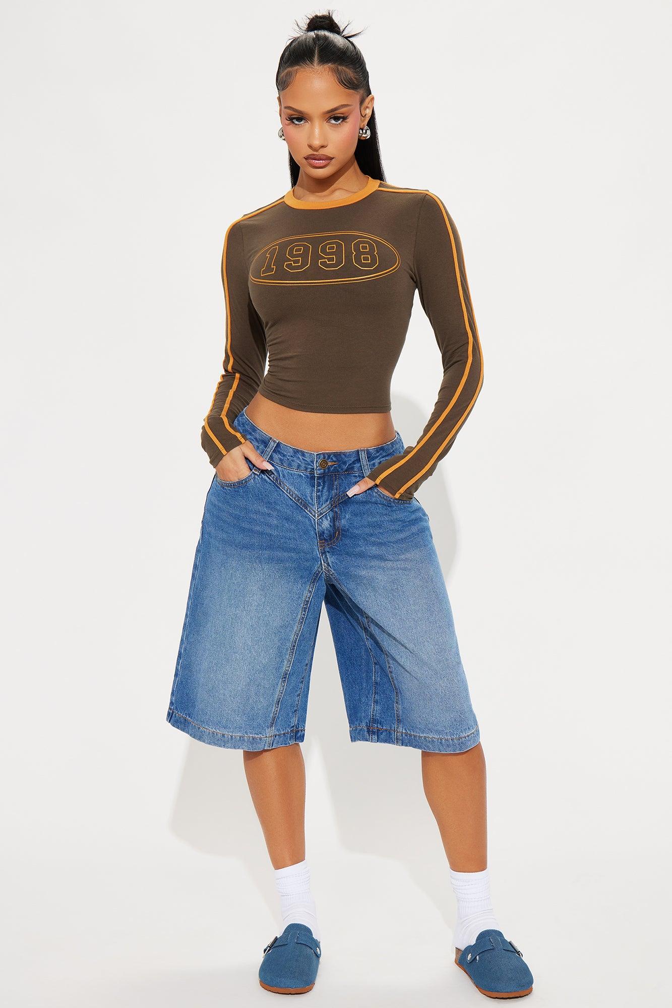 Nissa Non Stretch Denim Jorts - Medium Wash Product Image