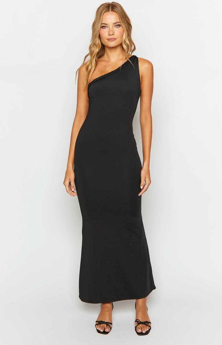 Alina Black One Shoulder Maxi Dress Product Image