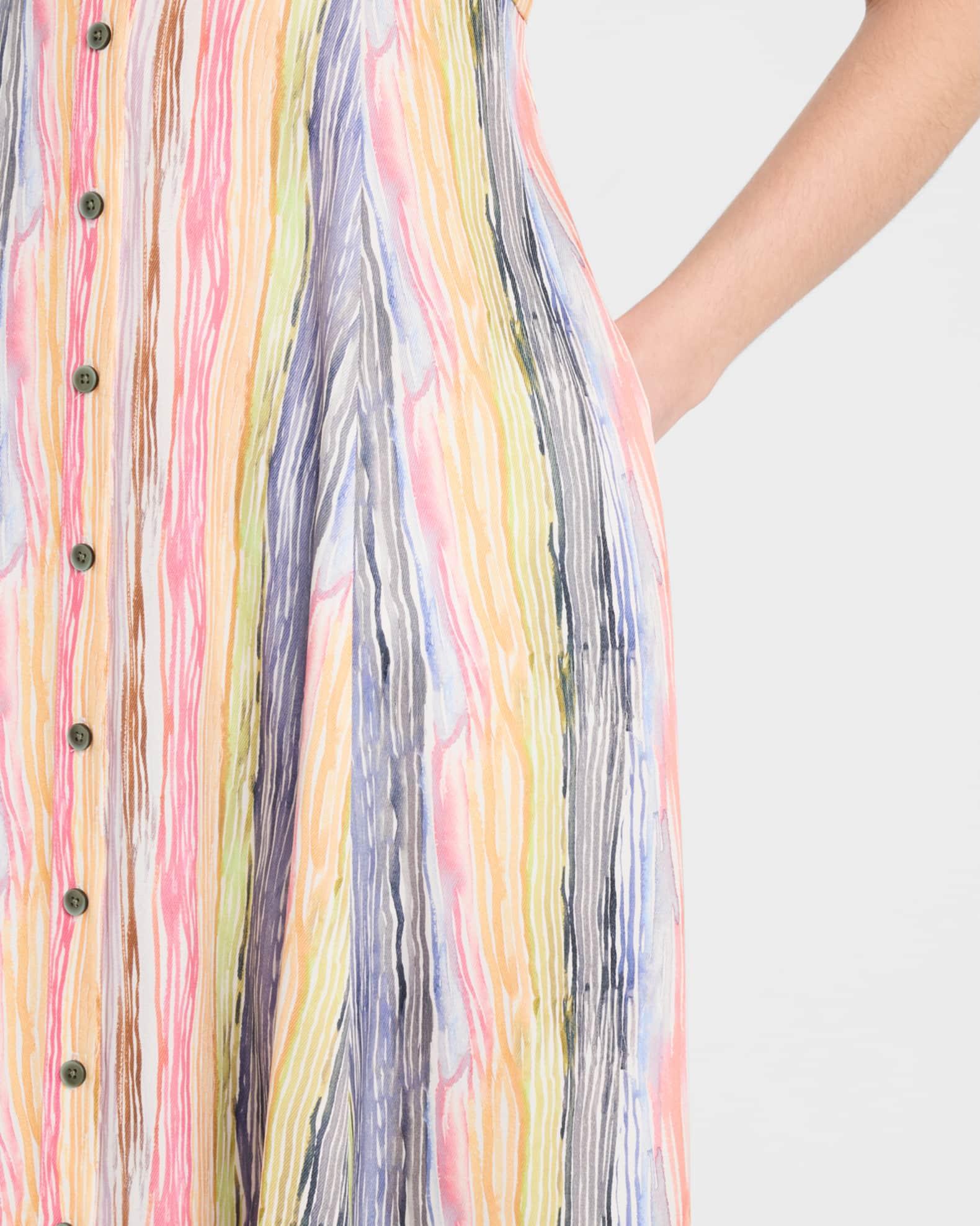 High Garden Striped Sleeveless Button-Front Maxi Dress Product Image