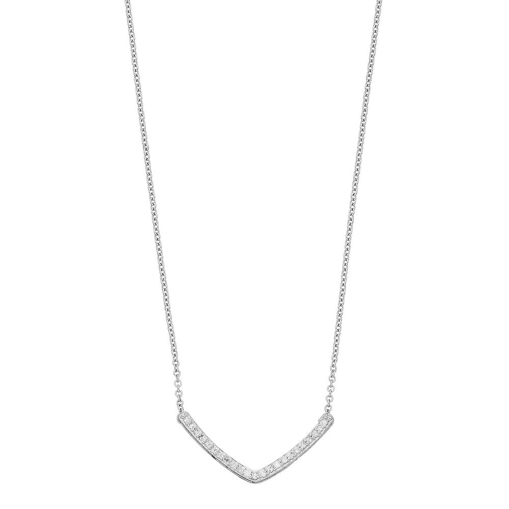 Sterling Silver 1/6 Carat T.W. Diamond Chevron Necklace, Women's, Size: 17" Product Image