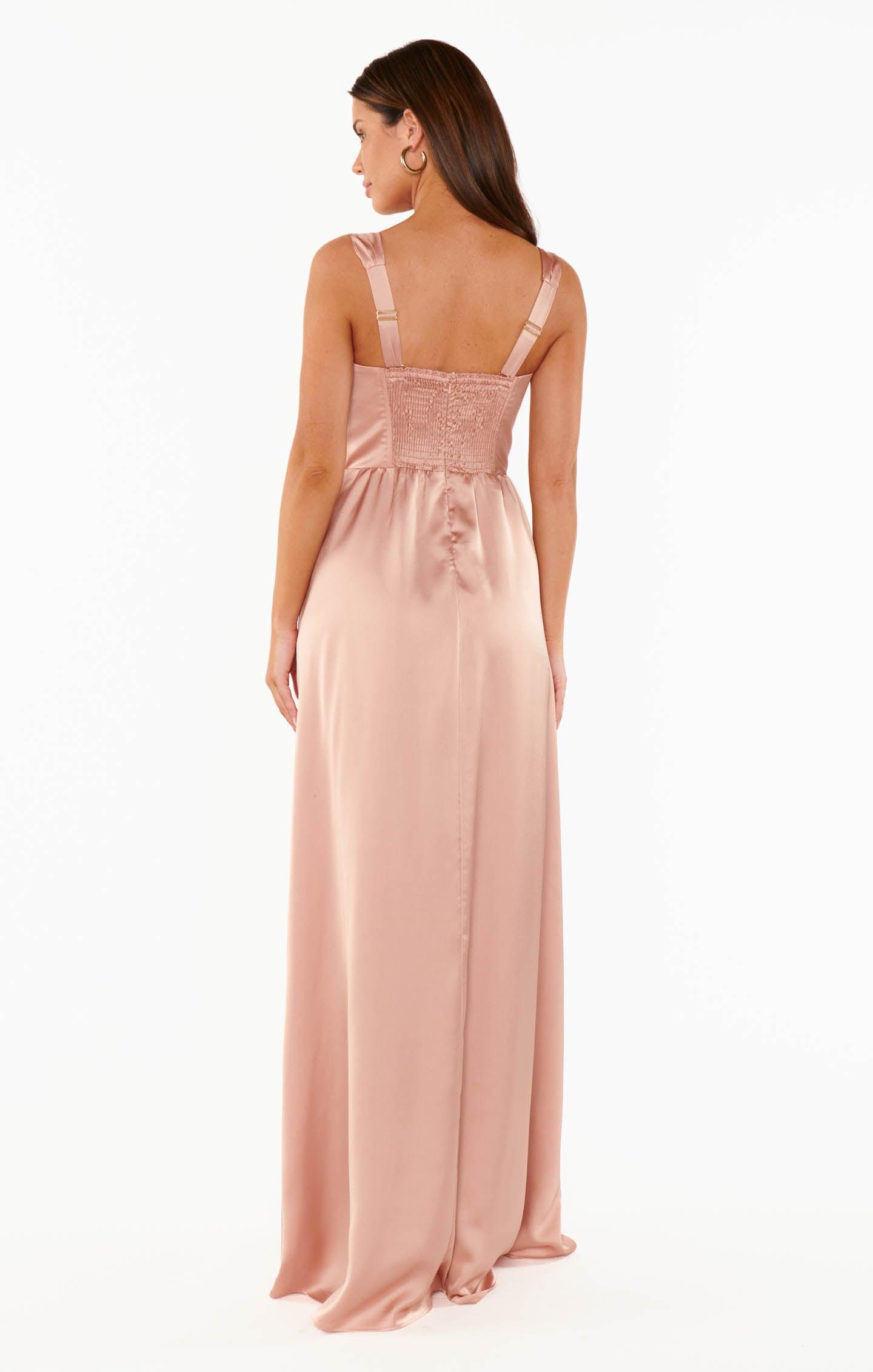 Nina Maxi Dress ~ Rose Gold Luxe Satin Product Image
