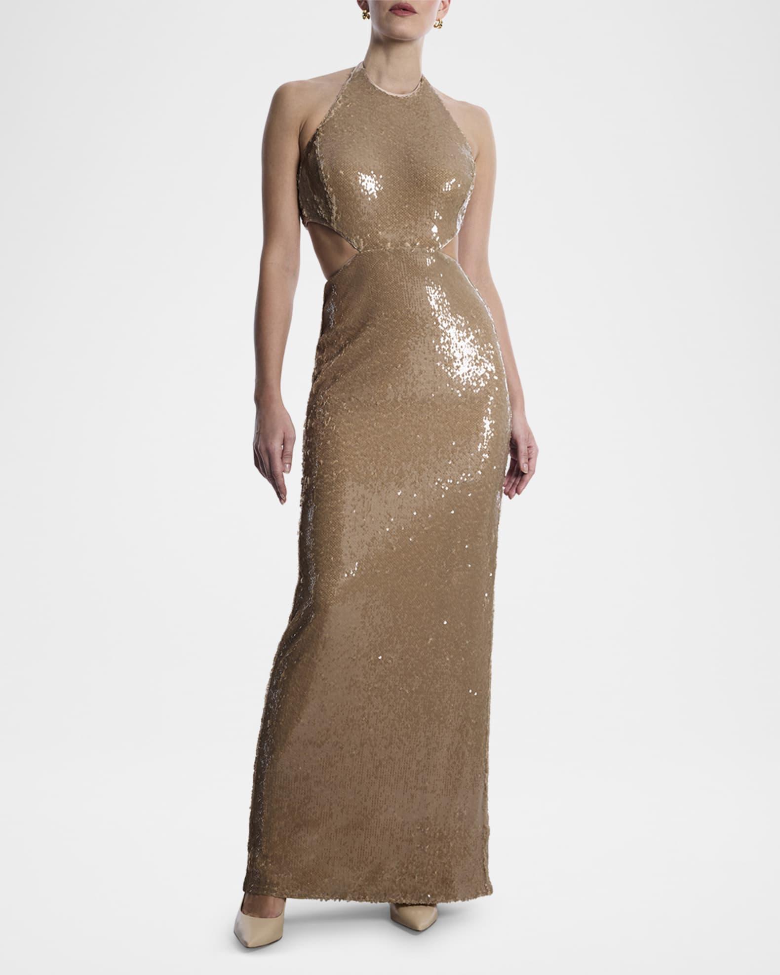 Cutout Sequin Halter Gown Product Image