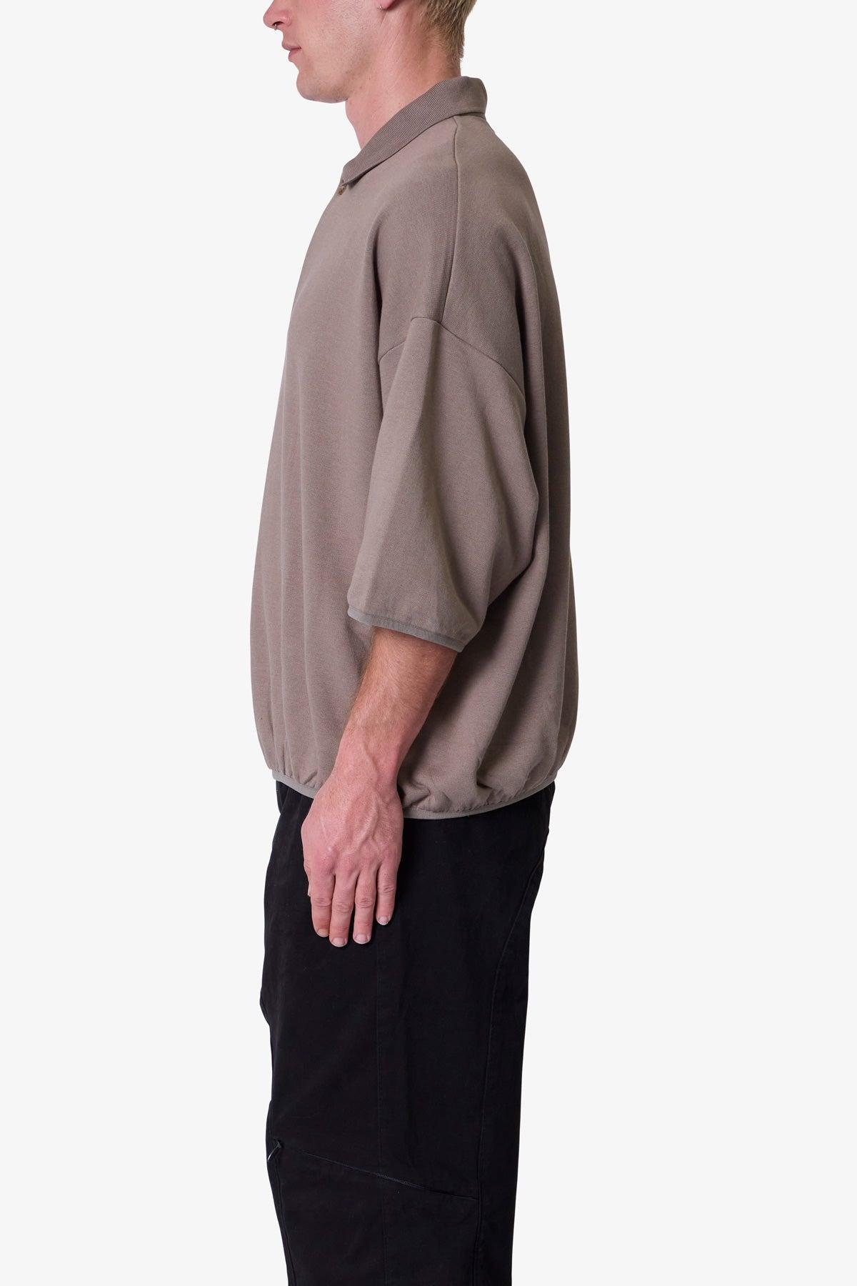 Oversized Knit Polo S/S Shirt - Bone Product Image