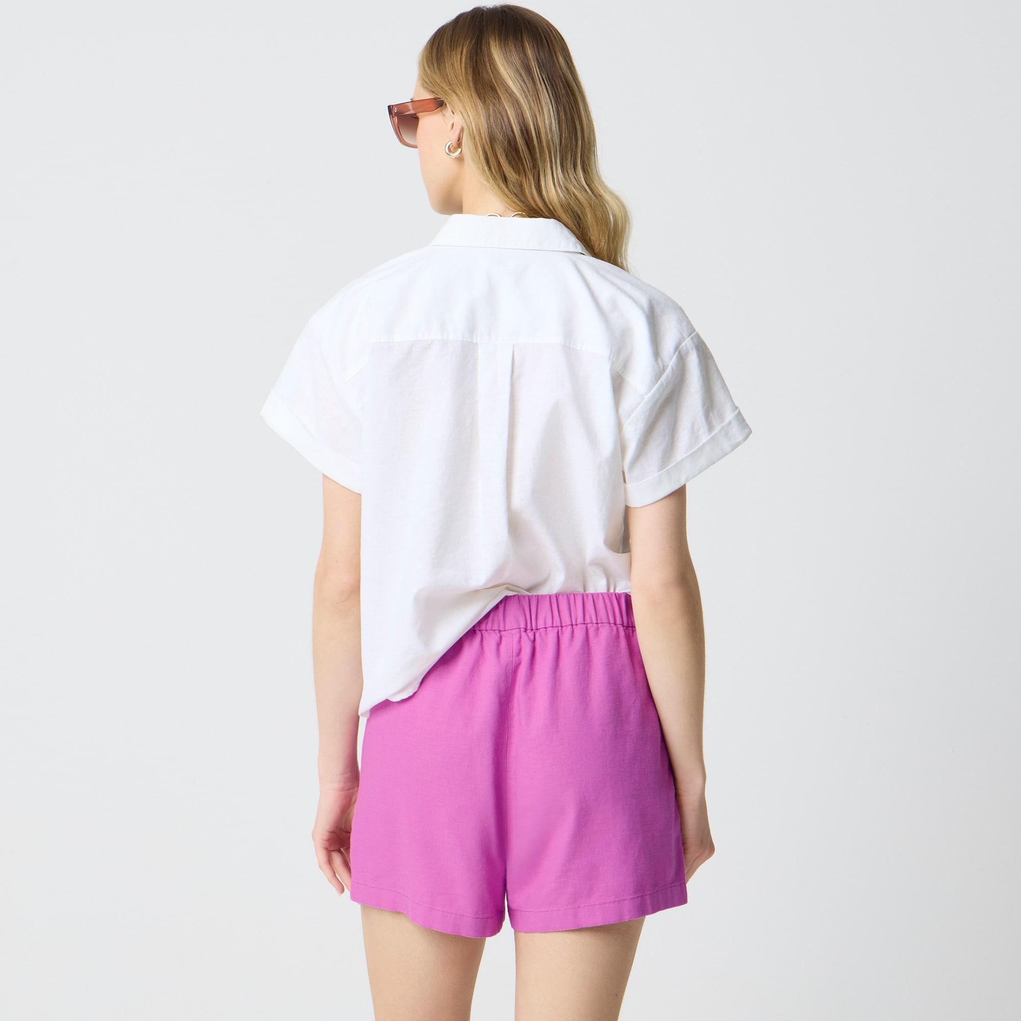 Linen-blend pull-on short Product Image