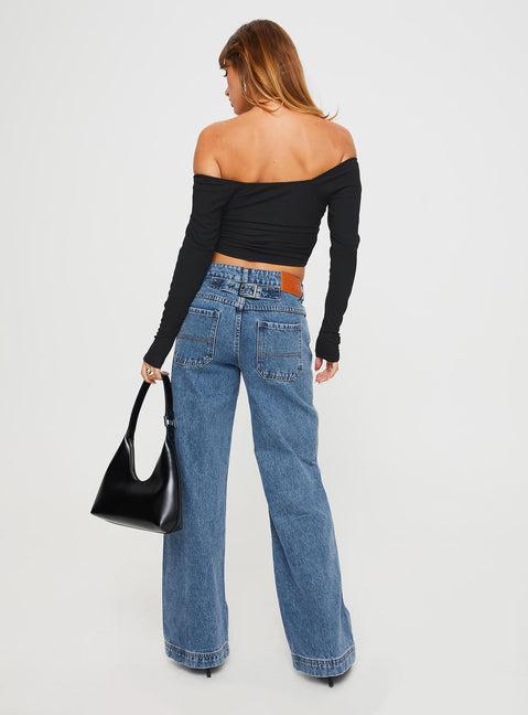 Jankins Low Rise Straight Leg Jeans Mid Wash Product Image