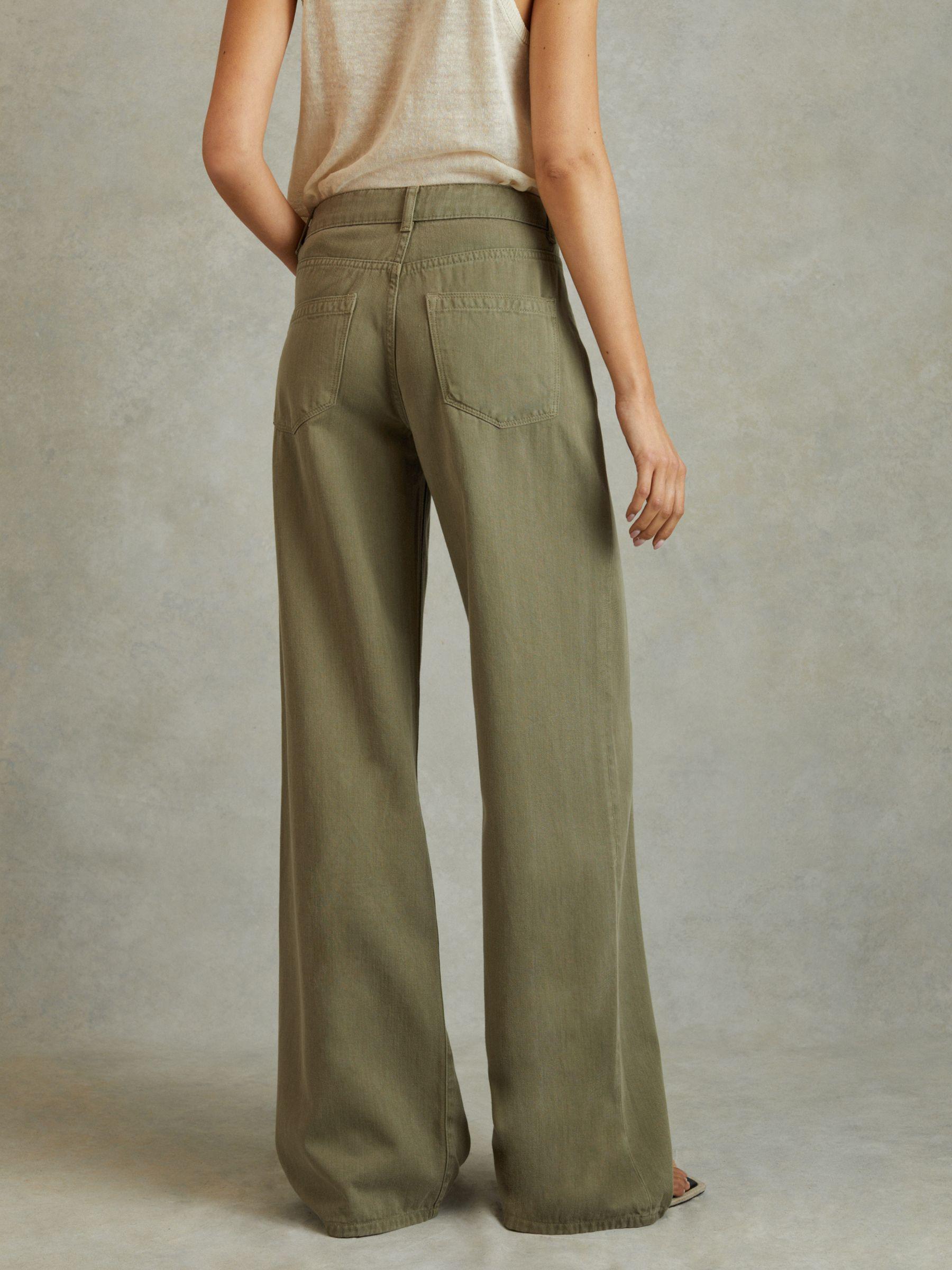 Garment Dyed Wide Leg Trousers in Khaki Product Image