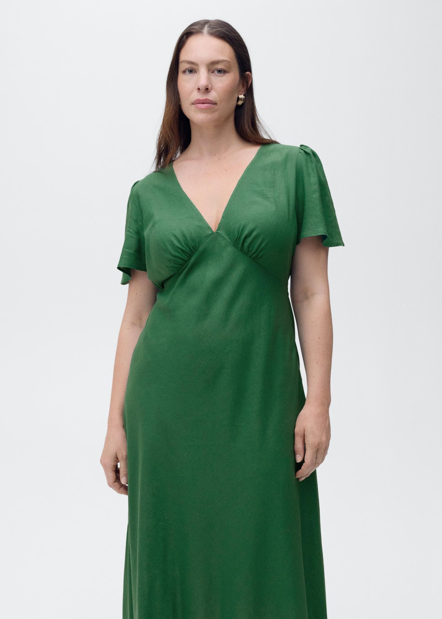 Floral linen-blend dress - Women | MANGO USA Product Image
