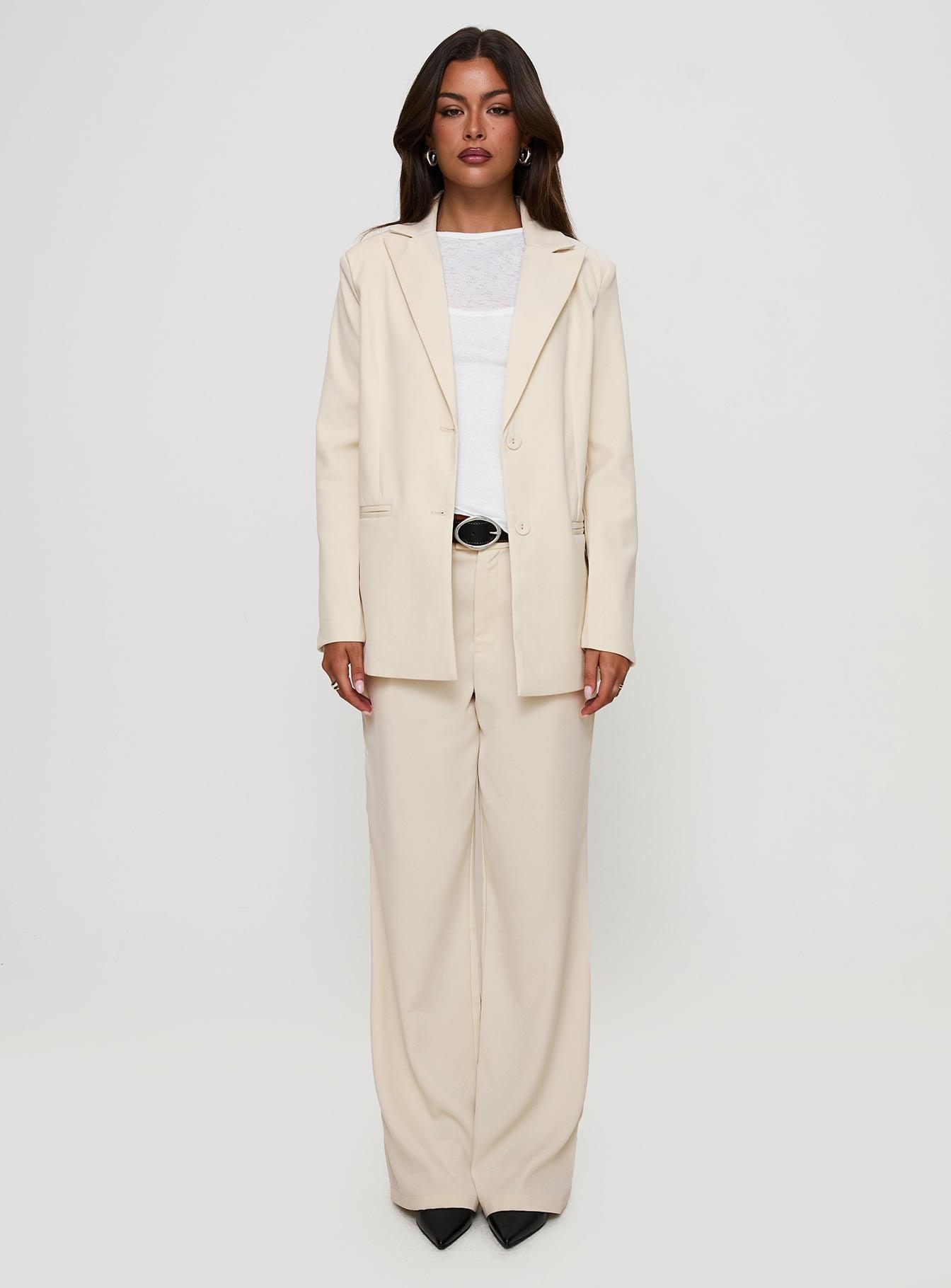 Crowd Pleaser Oversized Blazer Cream Product Image