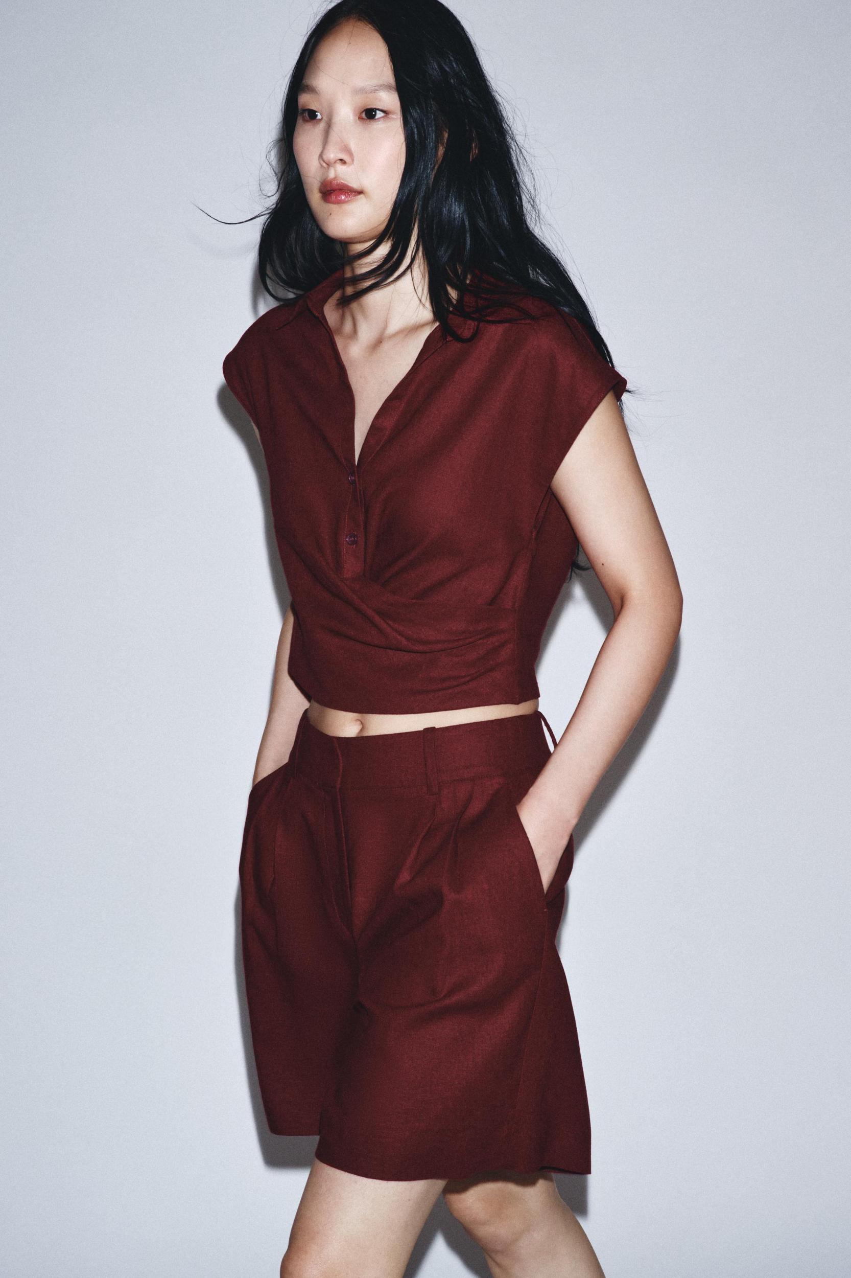 LINEN WRAP TOP Product Image