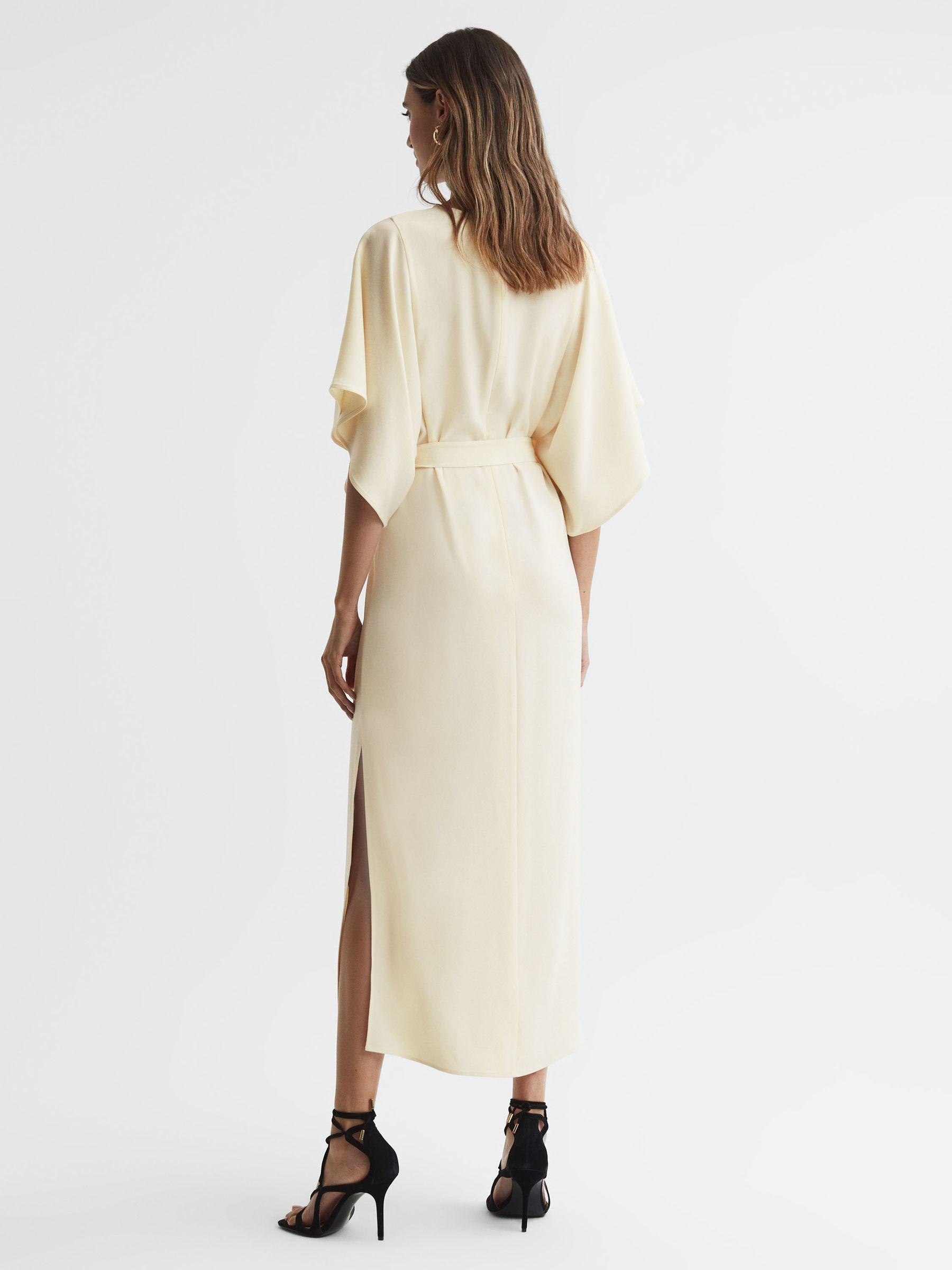 Cape-Sleeve Midi Dress in Lemon Product Image