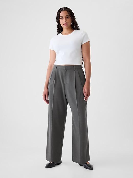 365 High Rise Brushed Twill Pleated Taper Trousers Product Image