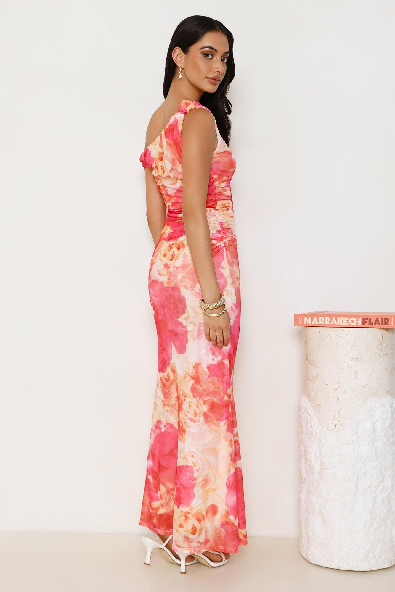 Free Air Mesh Off Shoulder Maxi Dress Pink Product Image