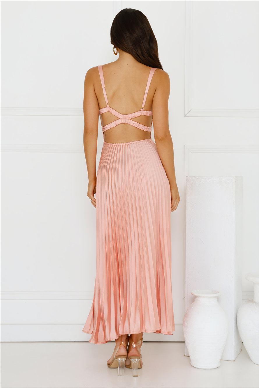 Dream Whispers Pleated Maxi Dress Pink Product Image