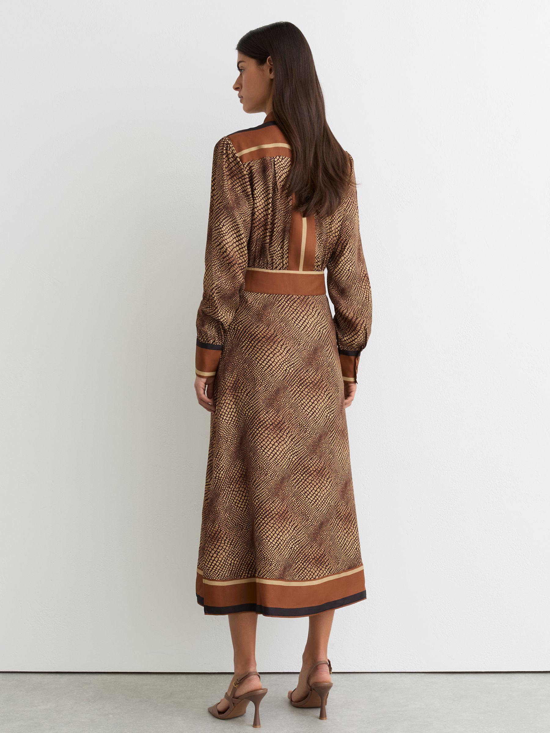 Petite Animal-Print Midi Shirt Dress in Neutral Product Image