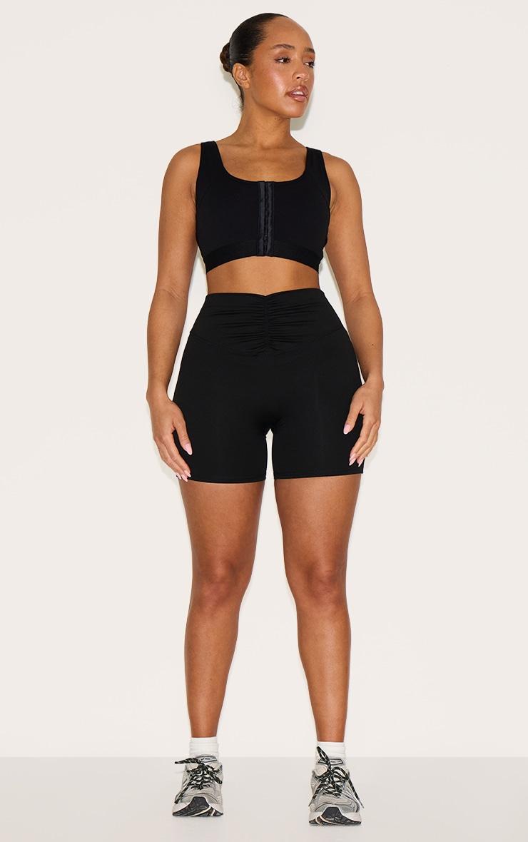  Shape Black Active Hook & Eye Front Support Strap Padded Sports Bra Product Image