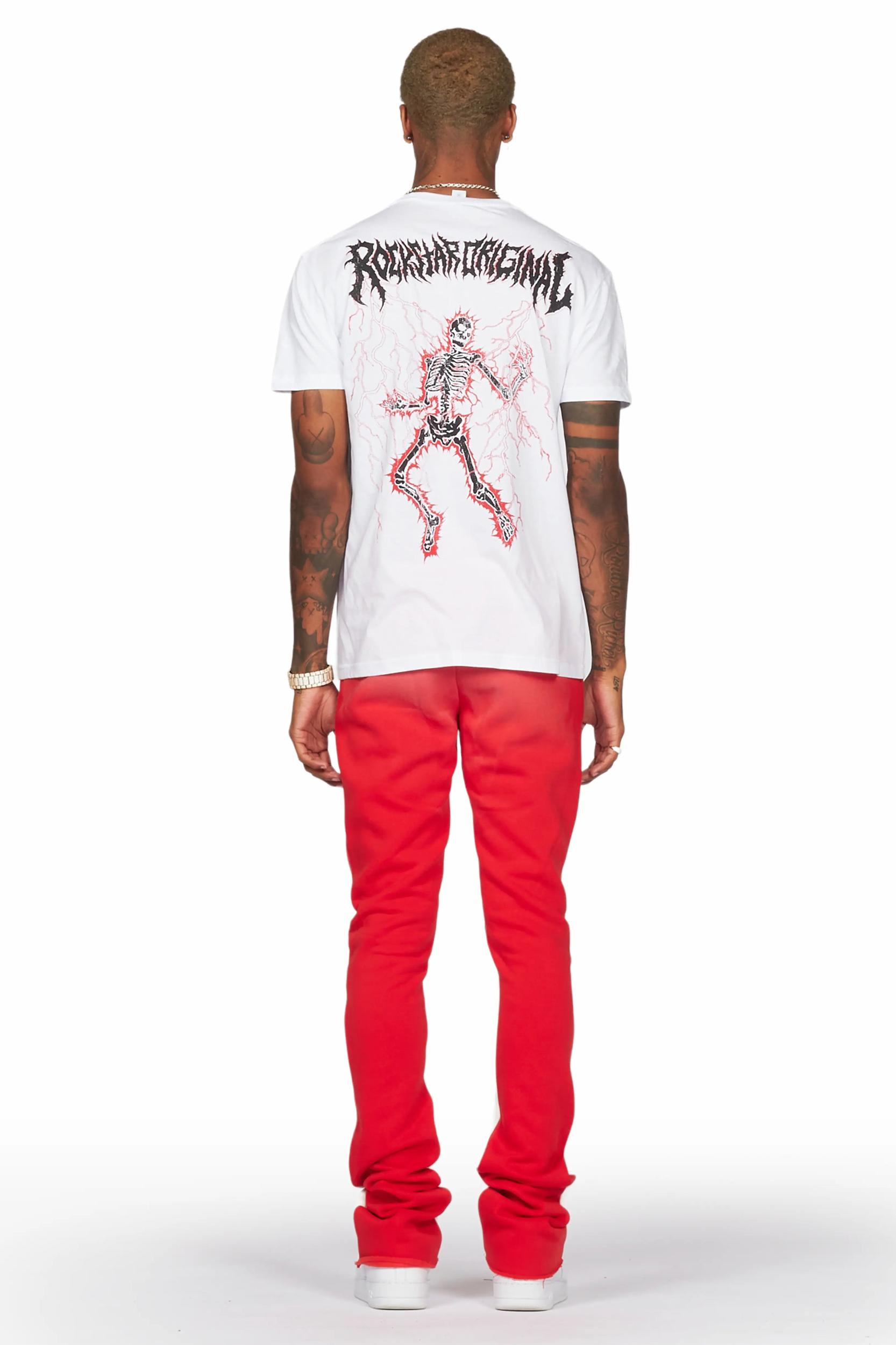 Deathrow White/Red T-Shirt/Stacked Flare Pant Set Male Product Image