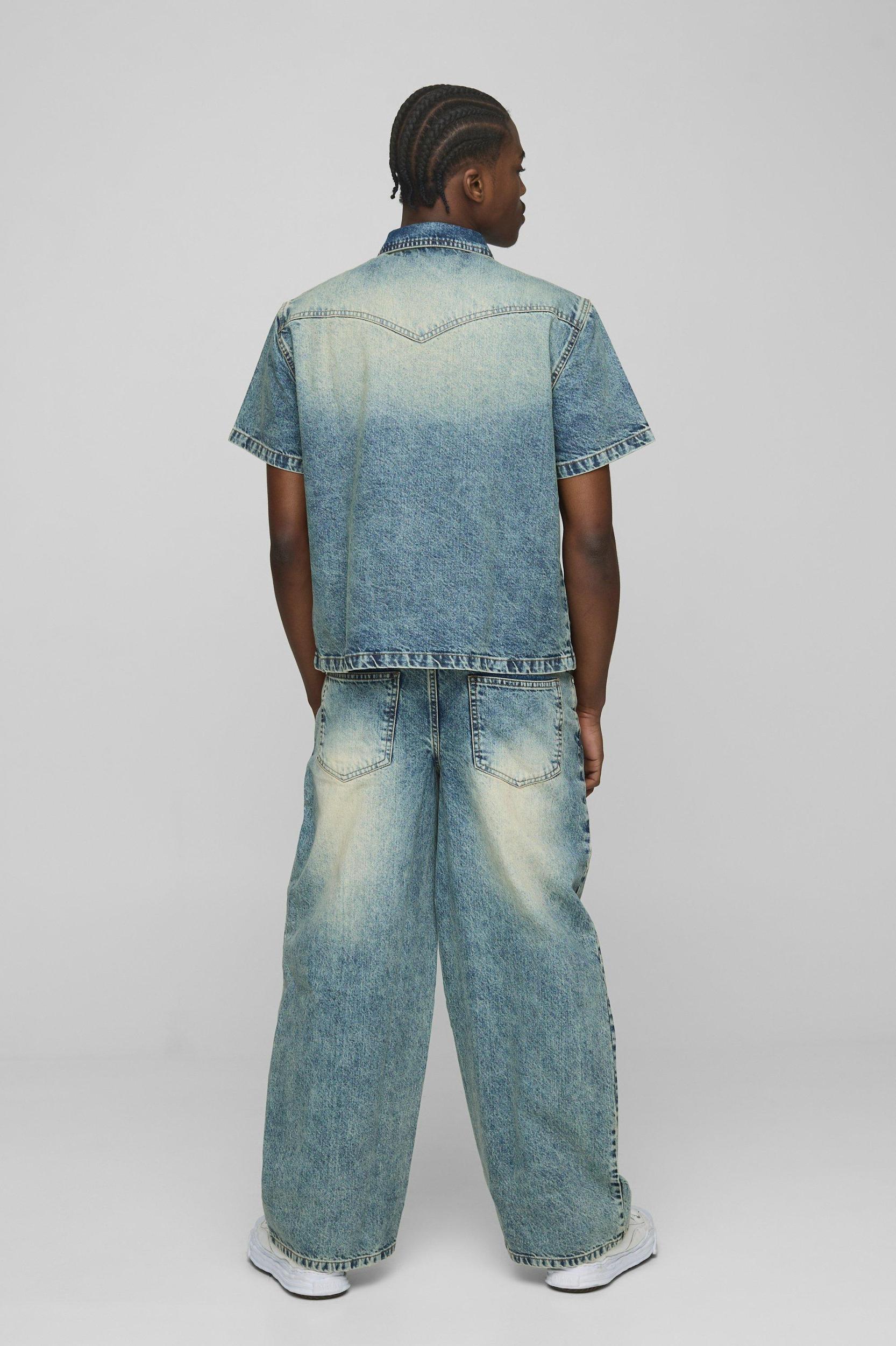 Rigid Baggy Fit Washed Jeans | boohooMAN USA Product Image
