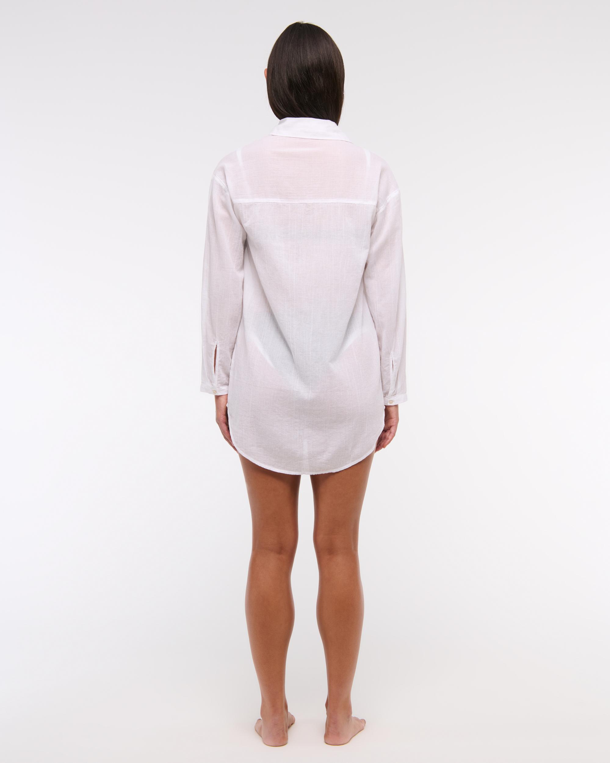 Tie-Front Shirt Dress Coverup Product Image