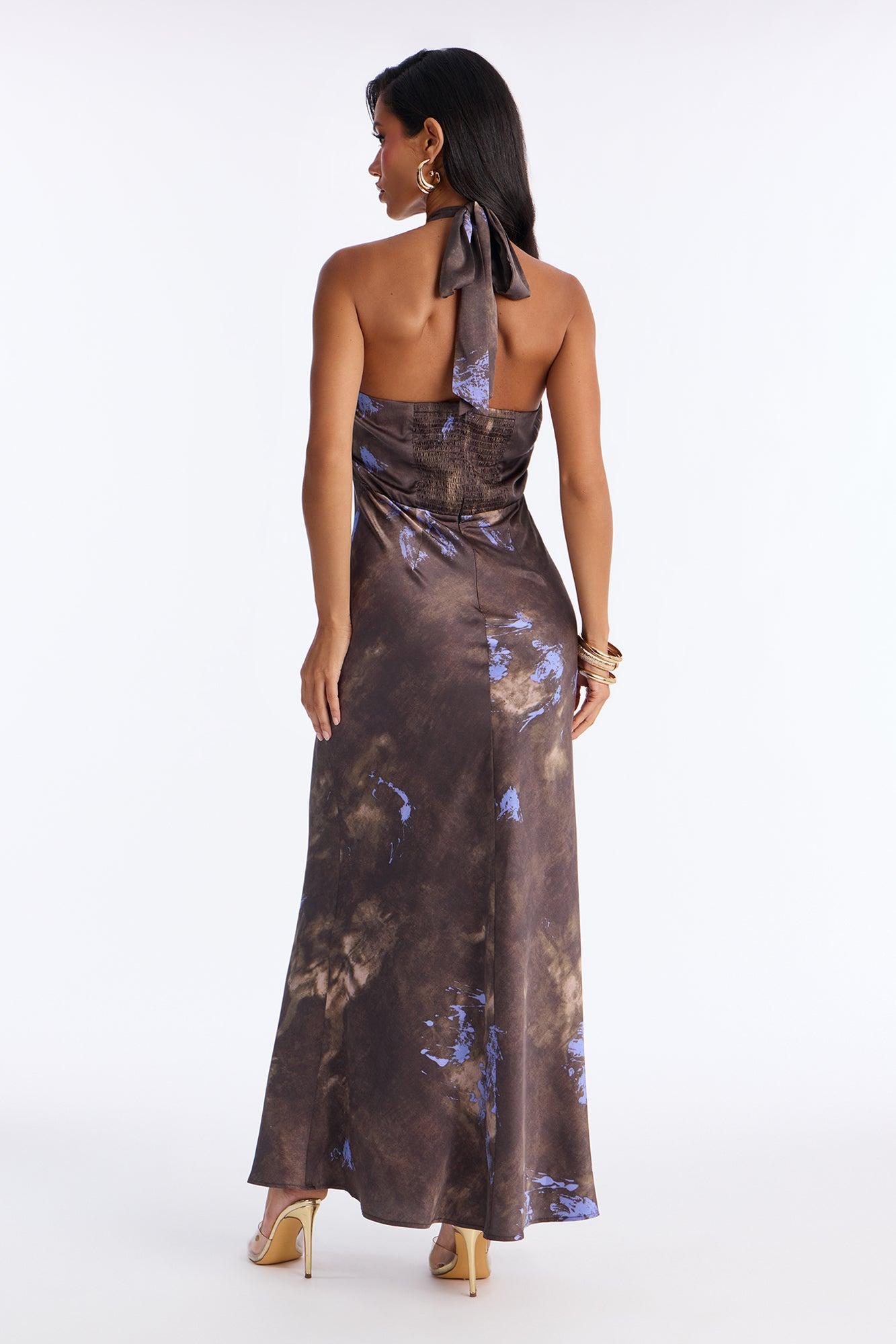 Celia Hardware Satin Maxi Dress - Blue/combo Female Product Image